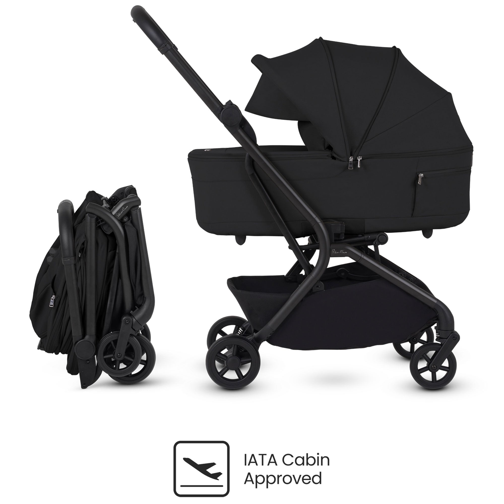 Silver Cross Nia Stroller with Carrycot in Onyx
