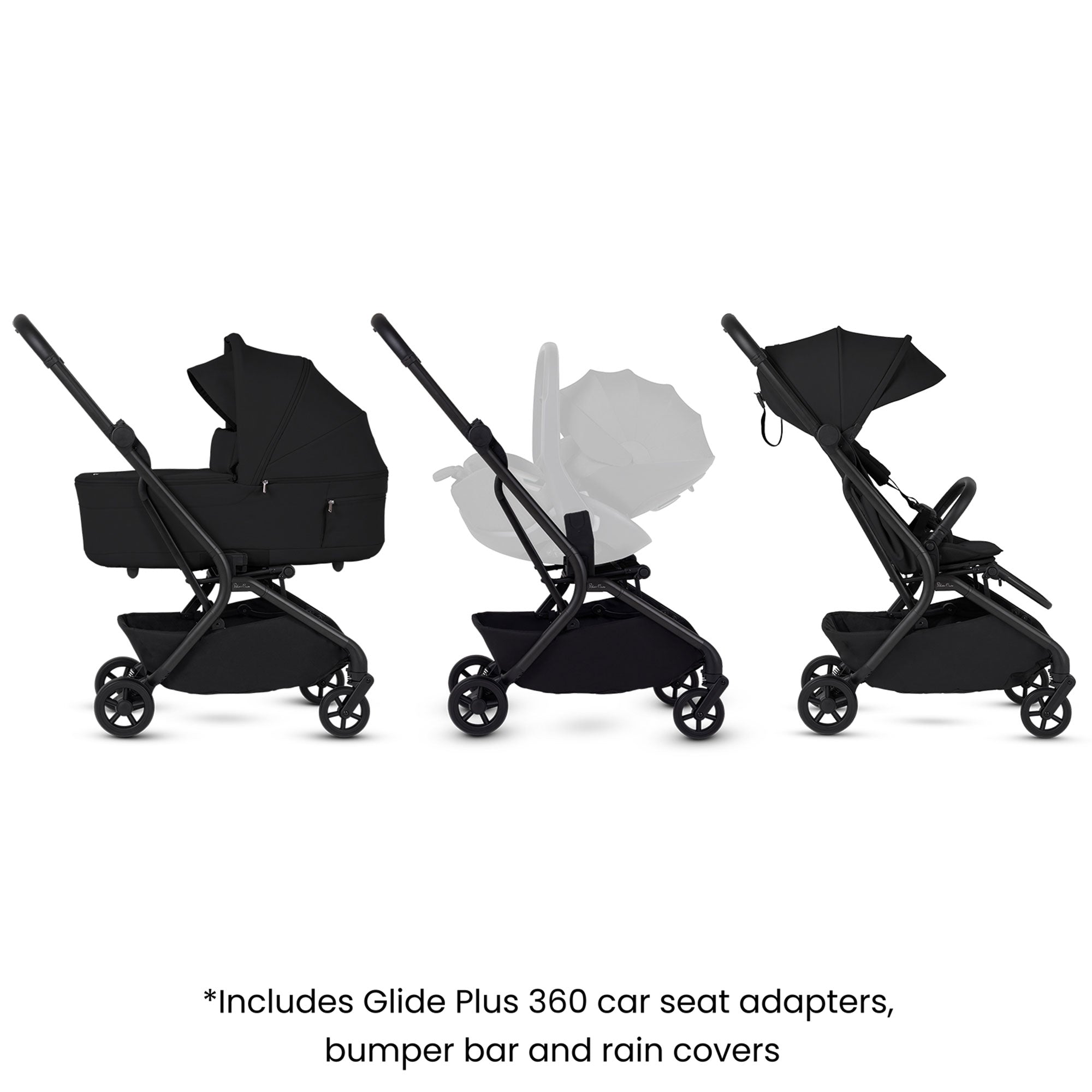 Silver Cross Nia Stroller with Carrycot in Onyx