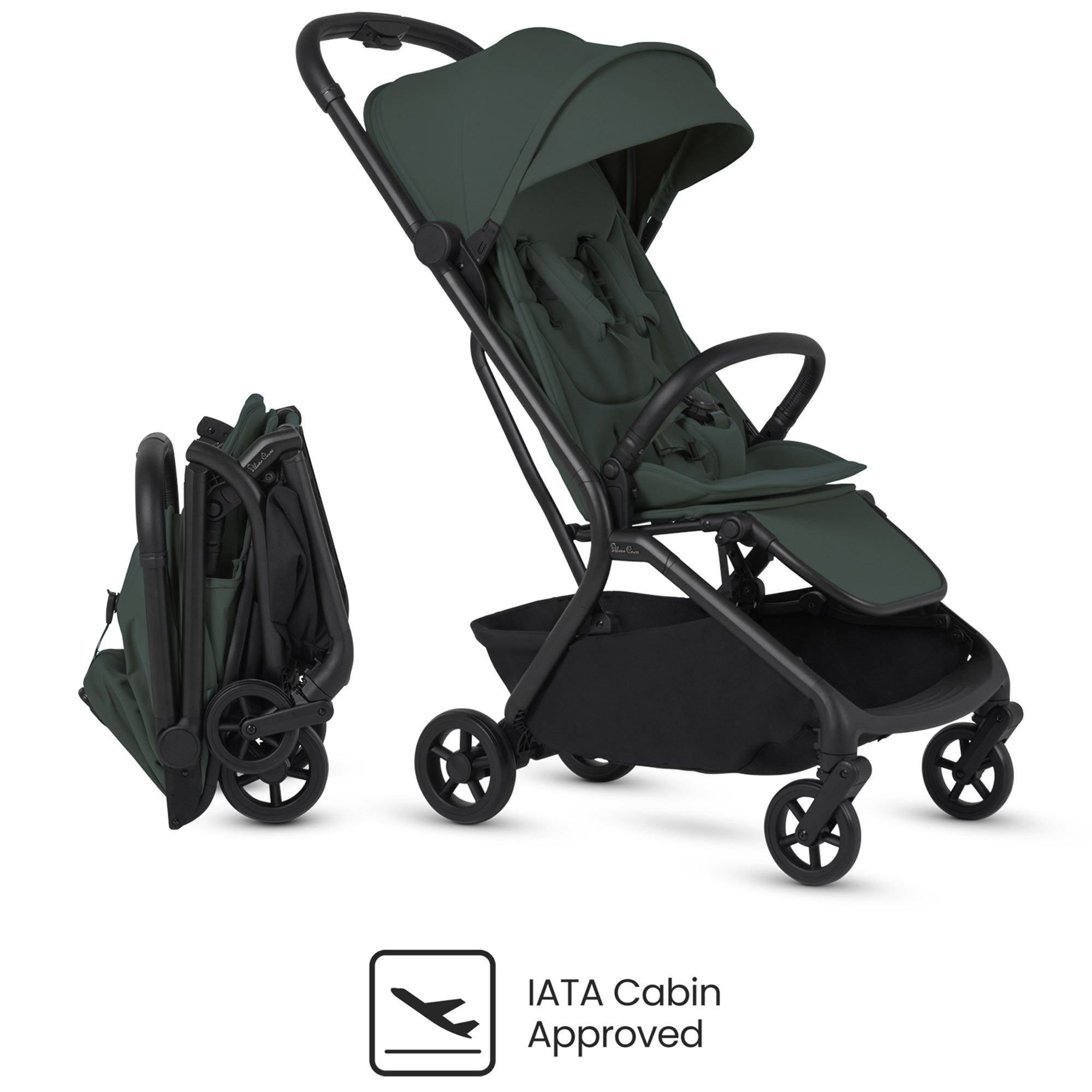 Silver Cross Nia Stroller with Carrycot in Conifer