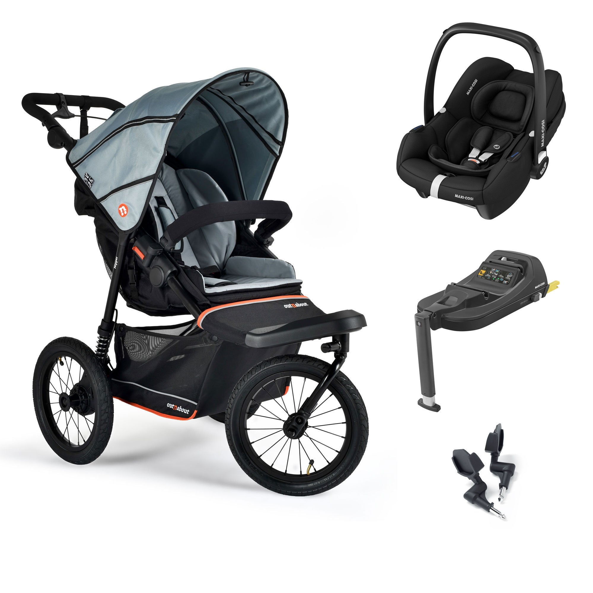 Out n About Nipper V6 Plus Travel System in Rock Salt Grey