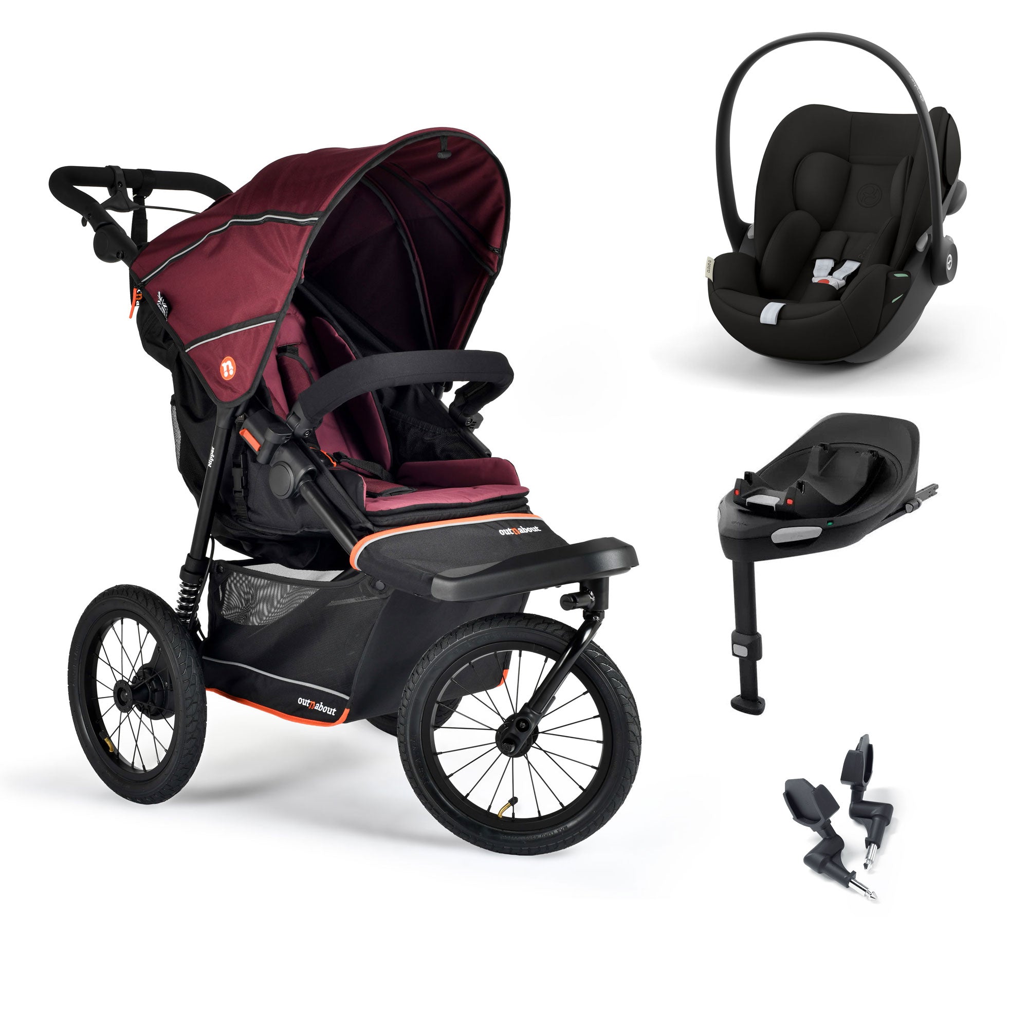 Out n About Nipper V6 Plus Travel System in Brambleberry Red