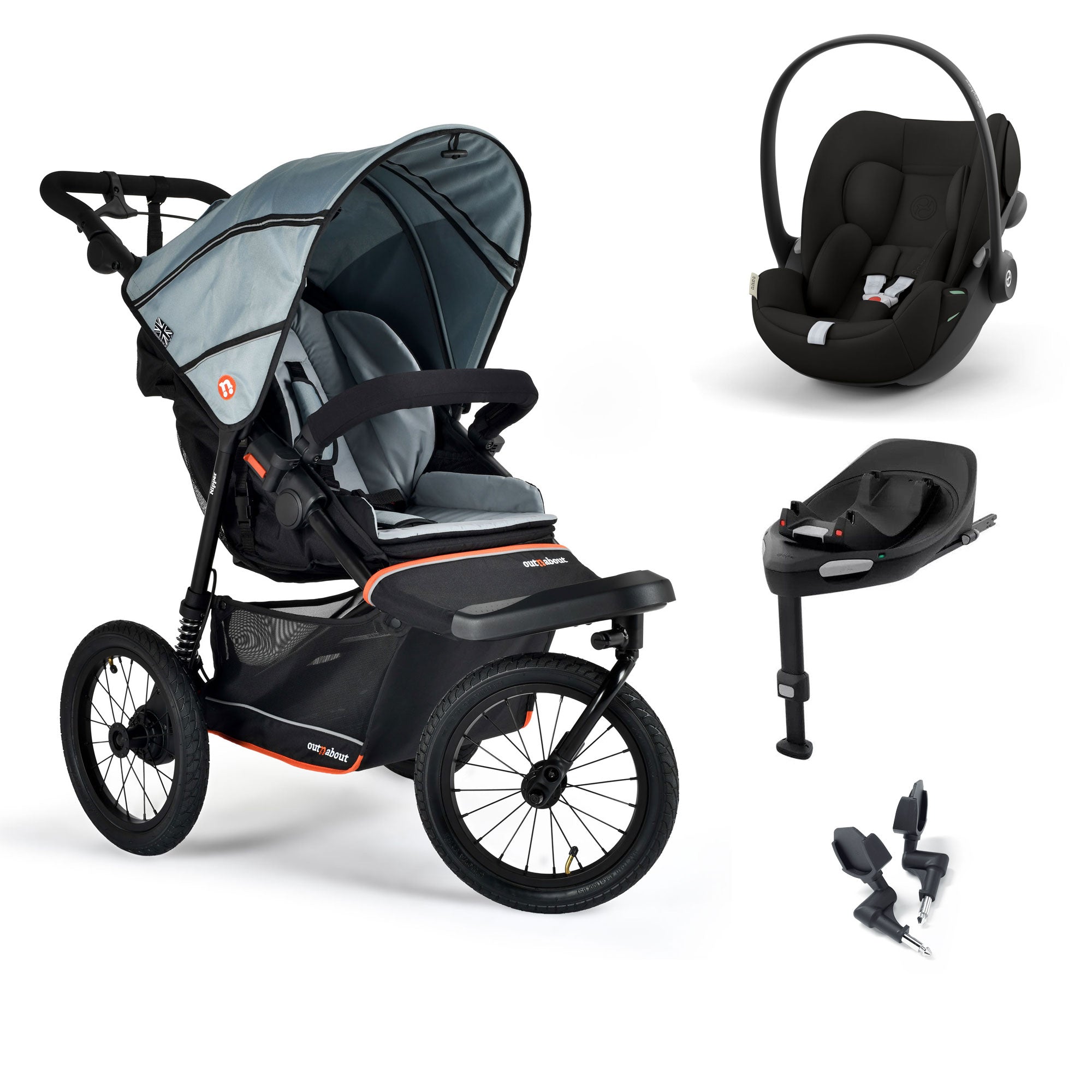 Out n About Nipper V6 Plus Travel System in Rock Salt Grey