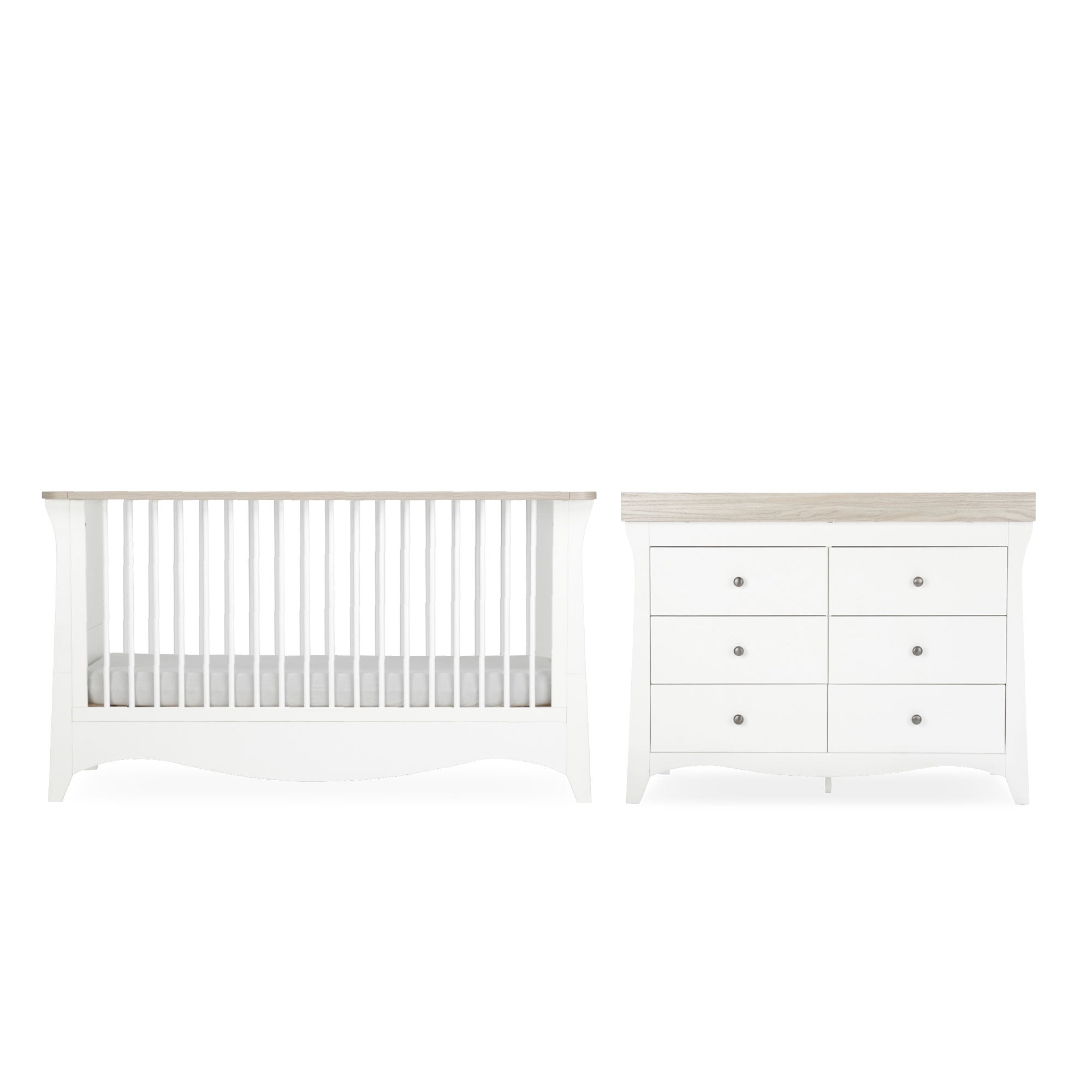 CuddleCo Clara 2 Piece Luxe Nursery Room Set in White/Ash