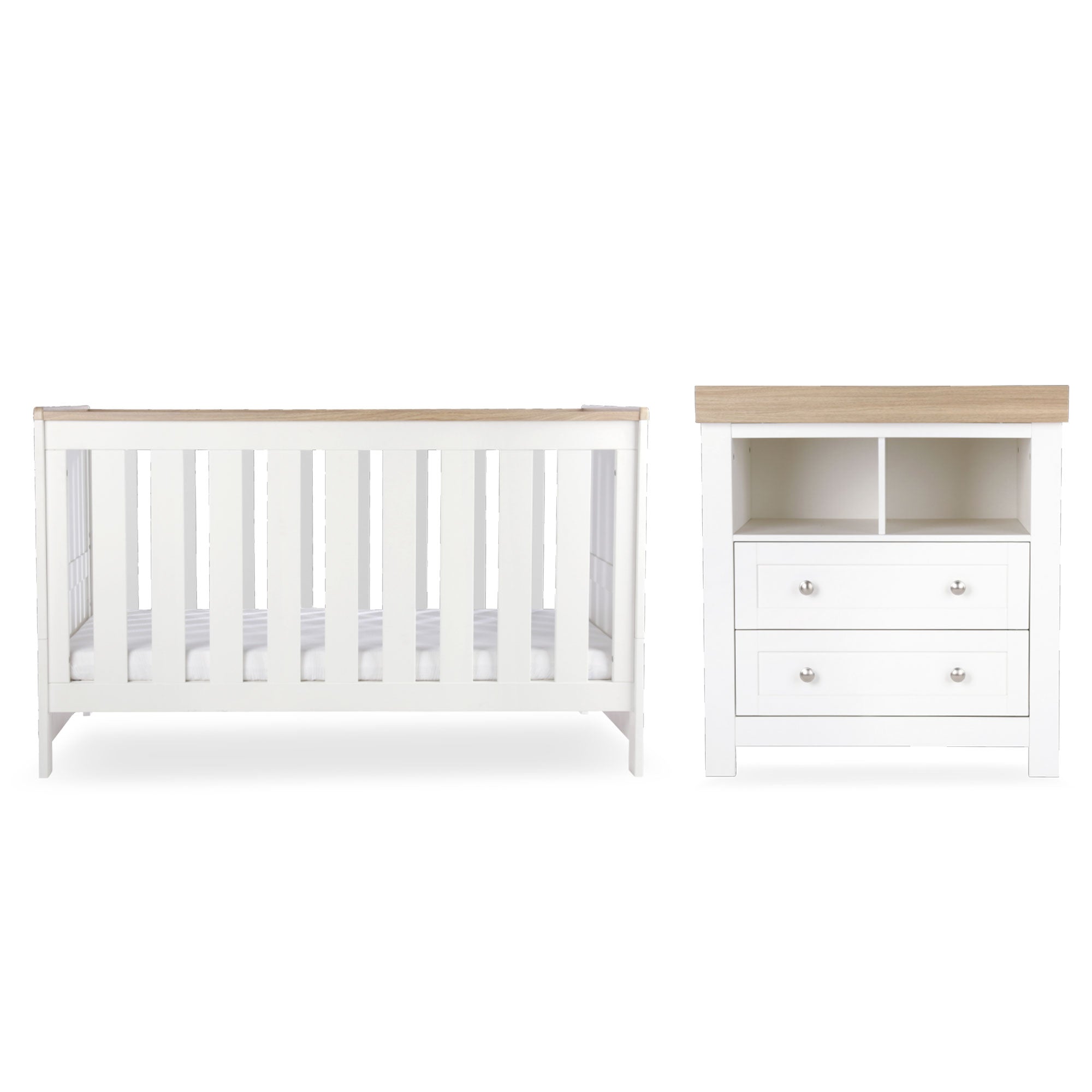 CuddleCo Burford 2 Piece Nursery Room Set in White/Oak