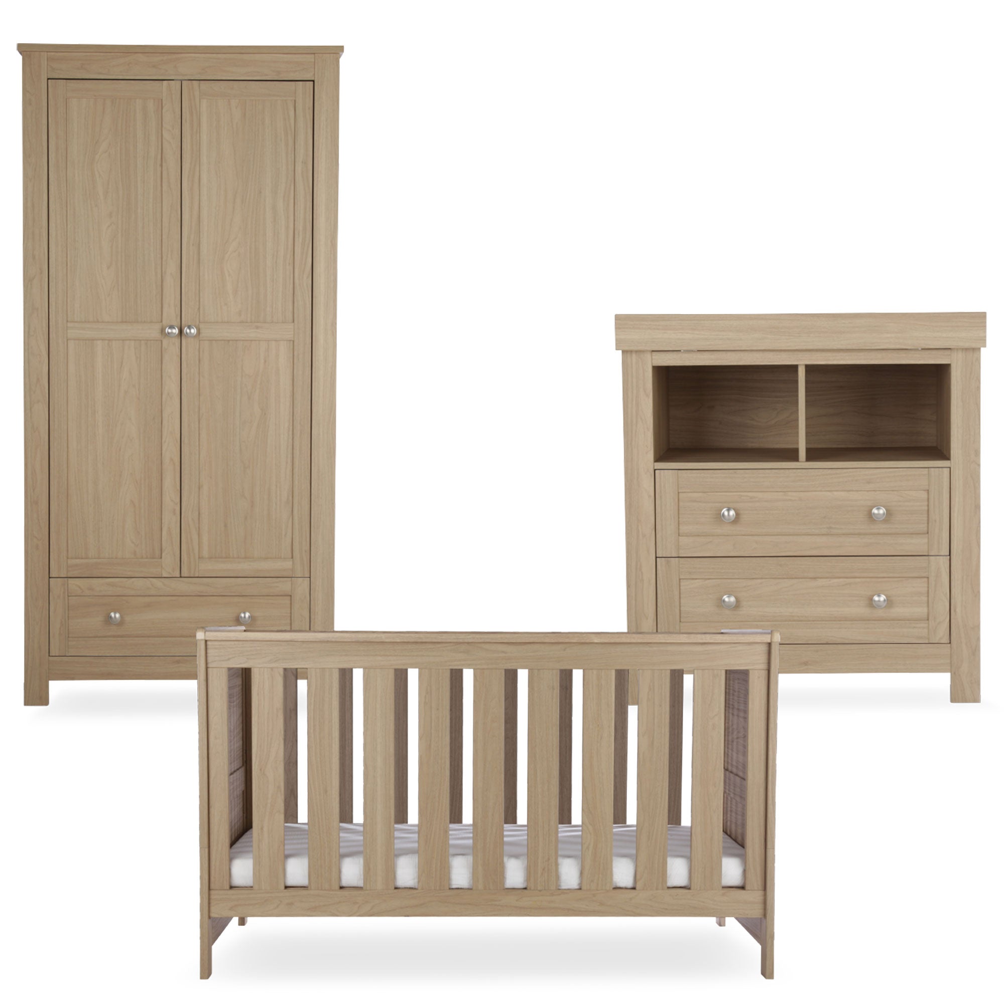 CuddleCo Burford 3 Piece Nursery Room Set in Oak