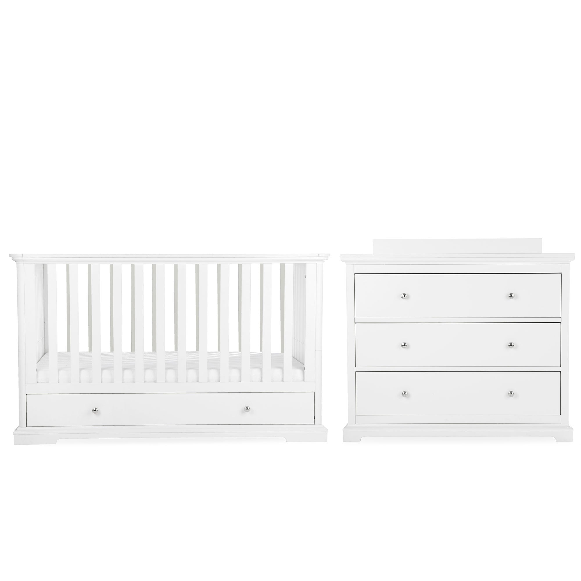 CuddleCo Beaumont 2 Piece Nursery Room Set with Low Cotbed in White