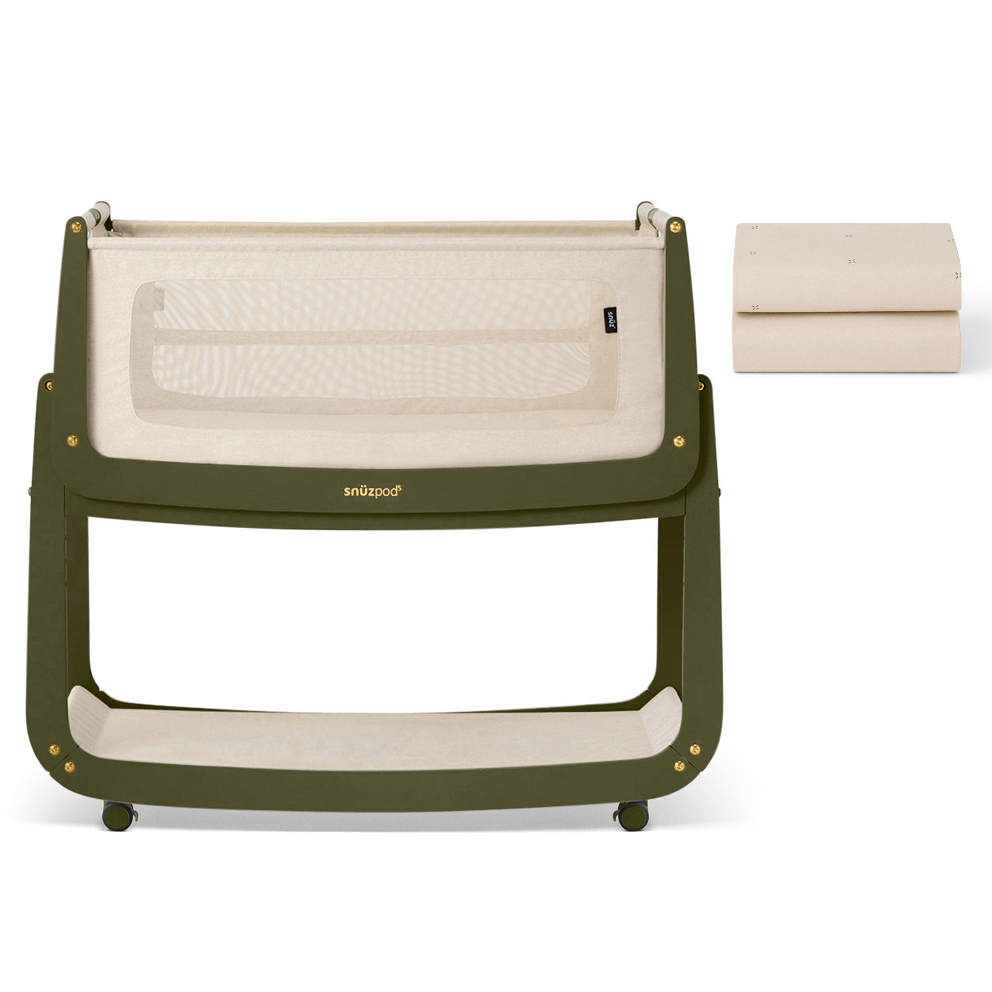 SnuzPod 5 Bedside Crib in Olive