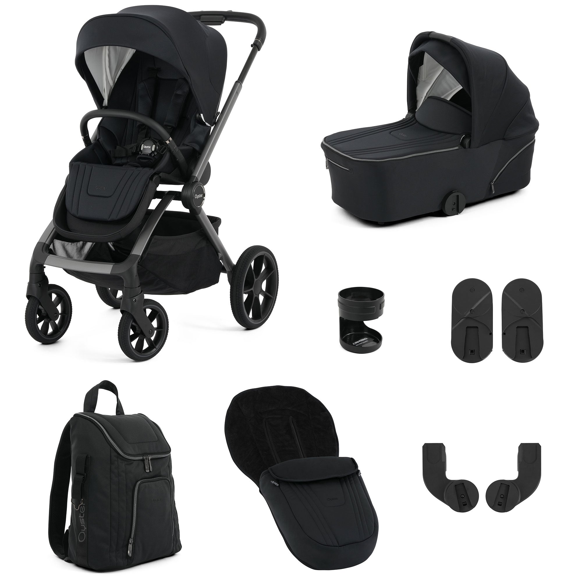 Oyster Vee Stroller & Carrycot Bundle in Liquorice