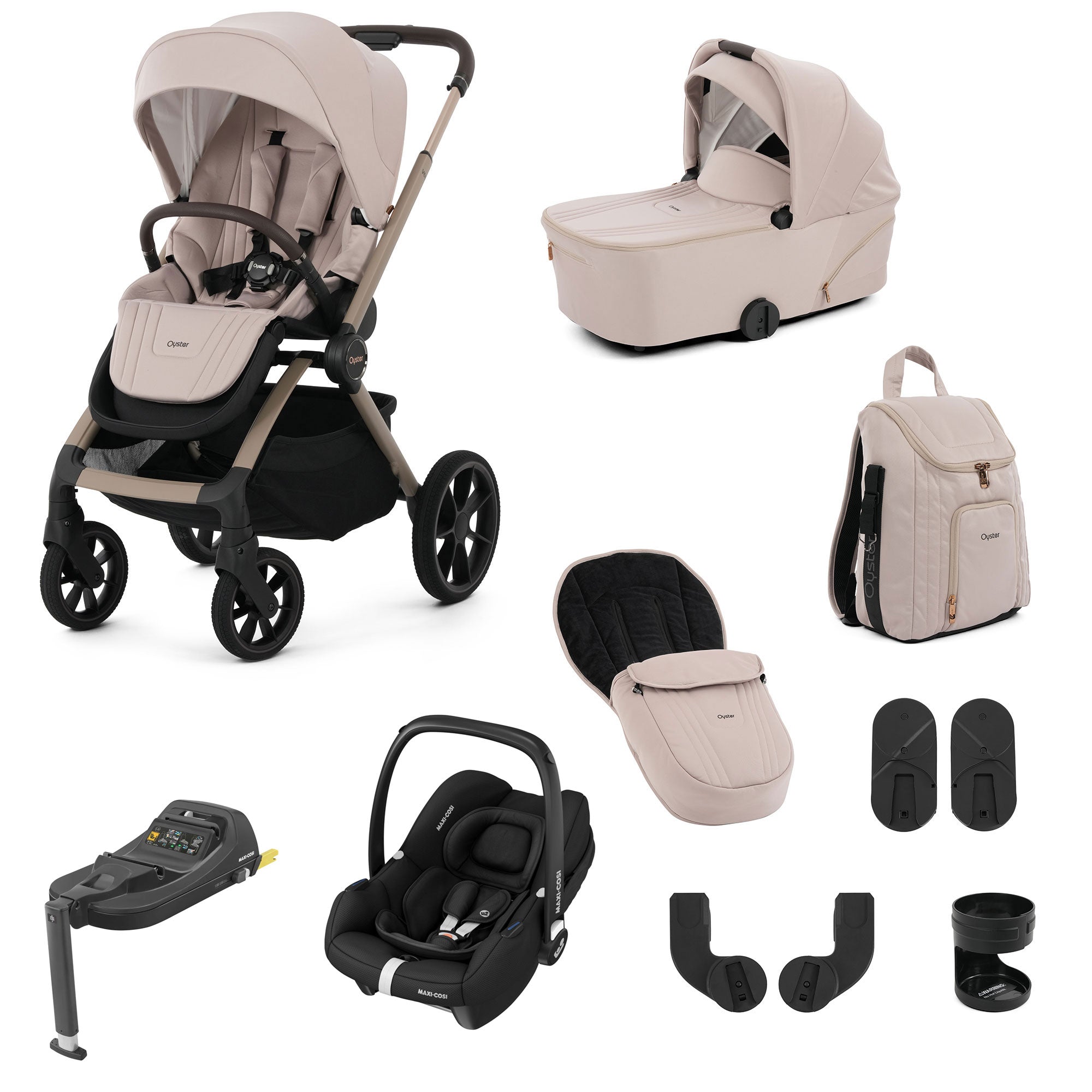 Oyster Vee Travel System Bundle in Vanilla