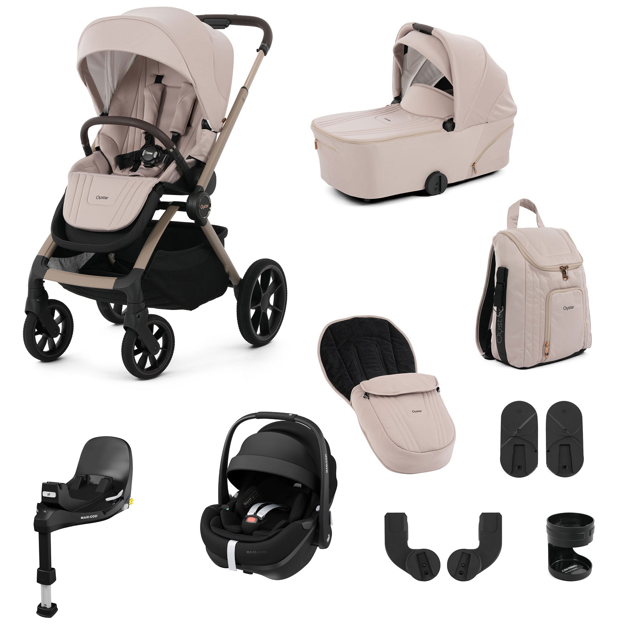 Oyster Vee Travel System Bundle in Vanilla