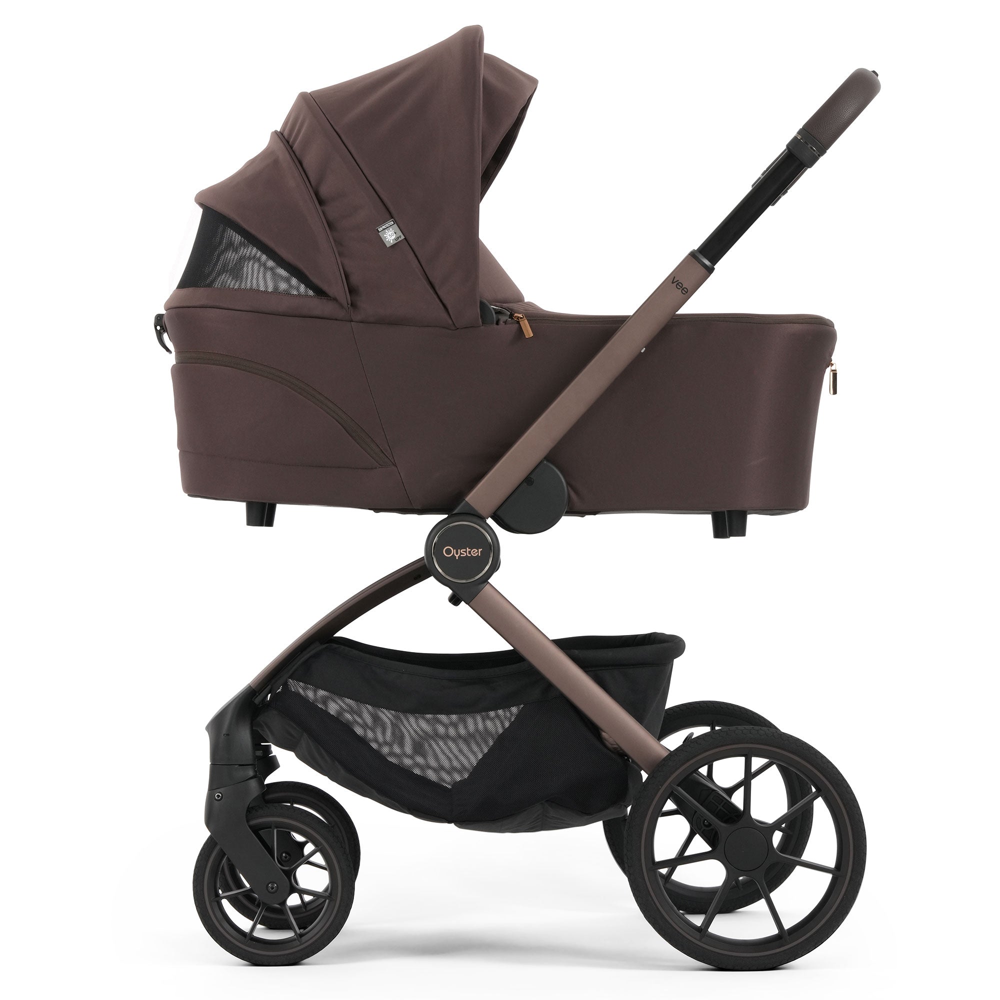 Oyster Vee Stroller & Carrycot Bundle in Chocolate