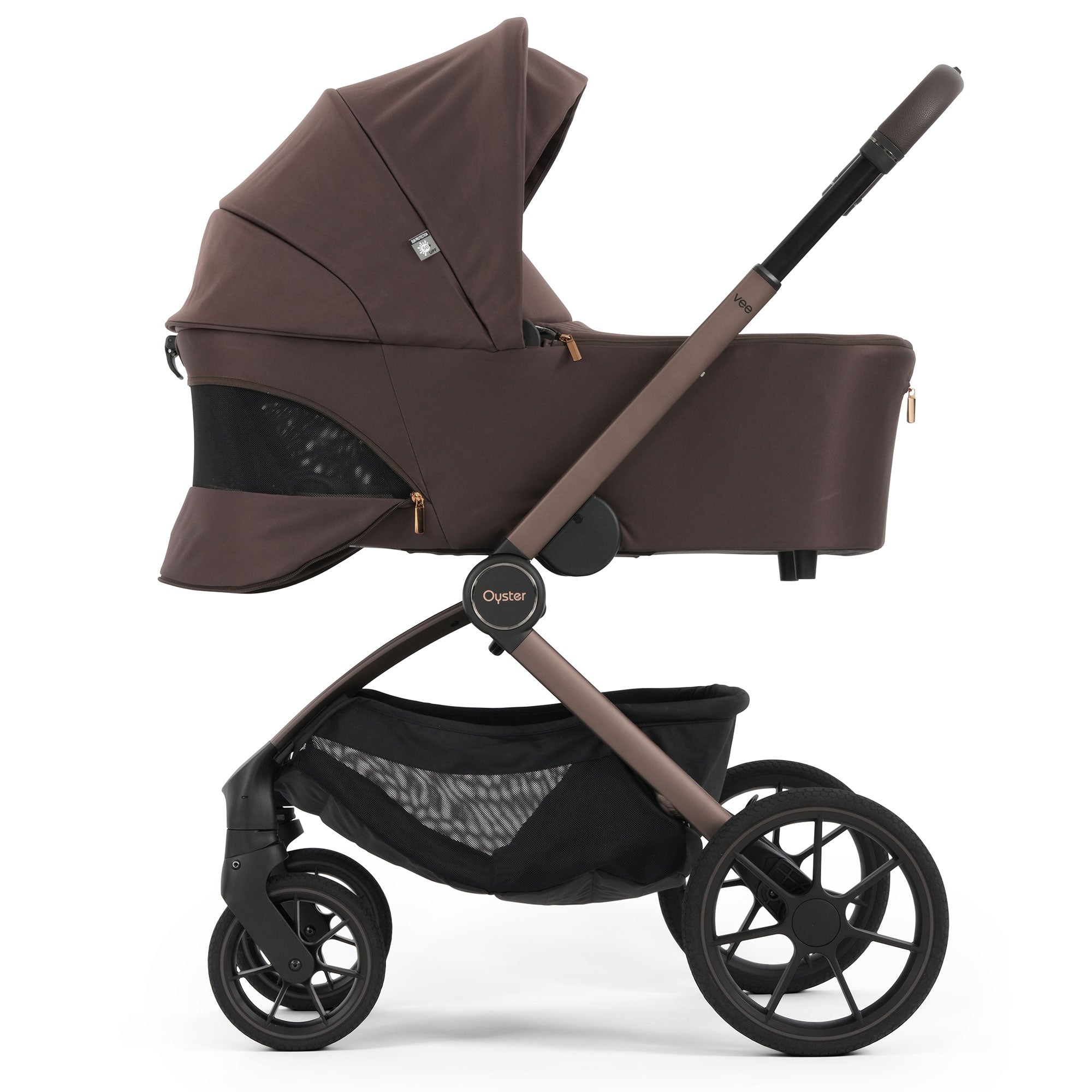 Oyster Vee Stroller & Carrycot Bundle in Chocolate