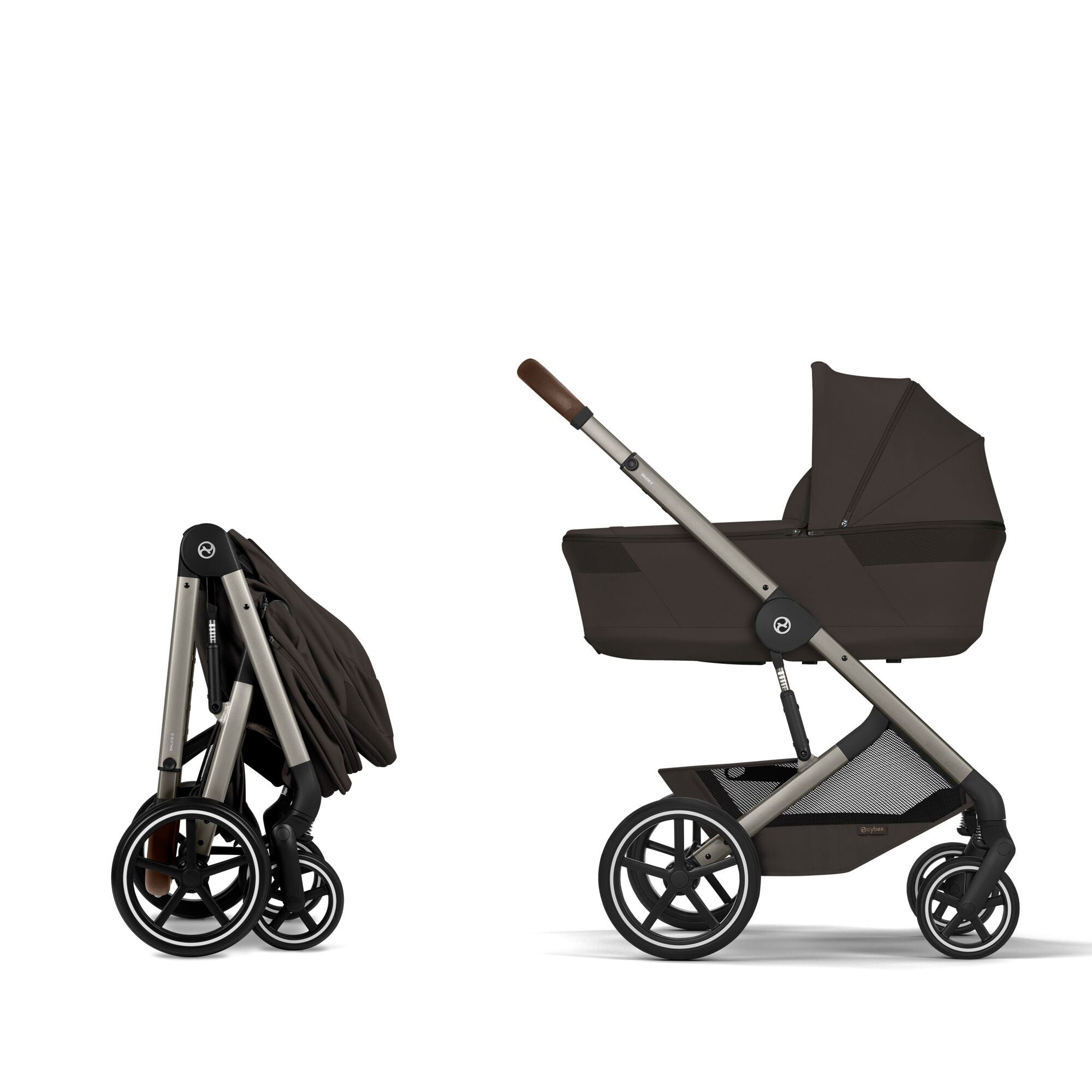 Cybex Balios S Lux Foldable Carrycot Travel System in Chocolate Brown