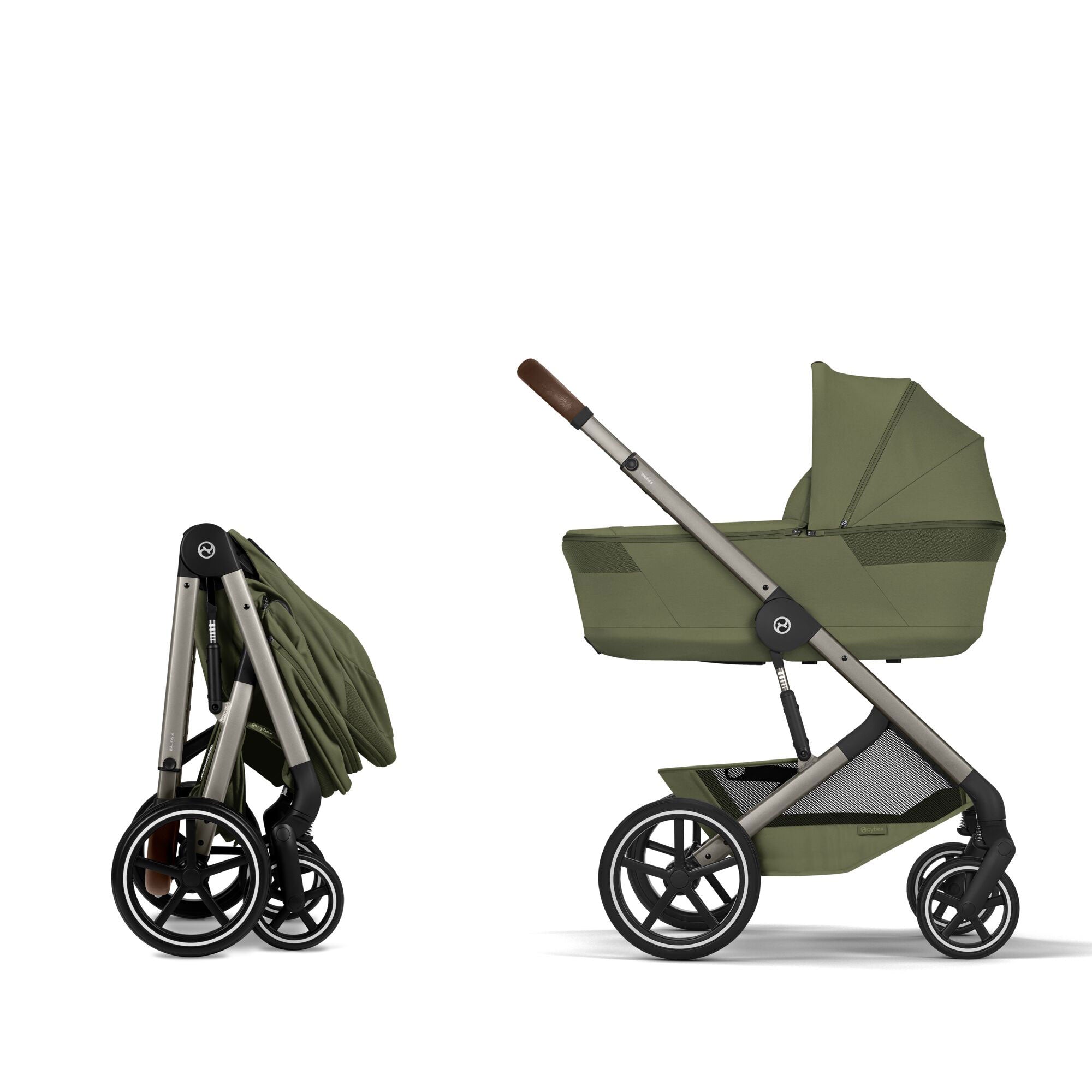 Cybex Balios S Lux Foldable Carrycot Travel System in Moss Green