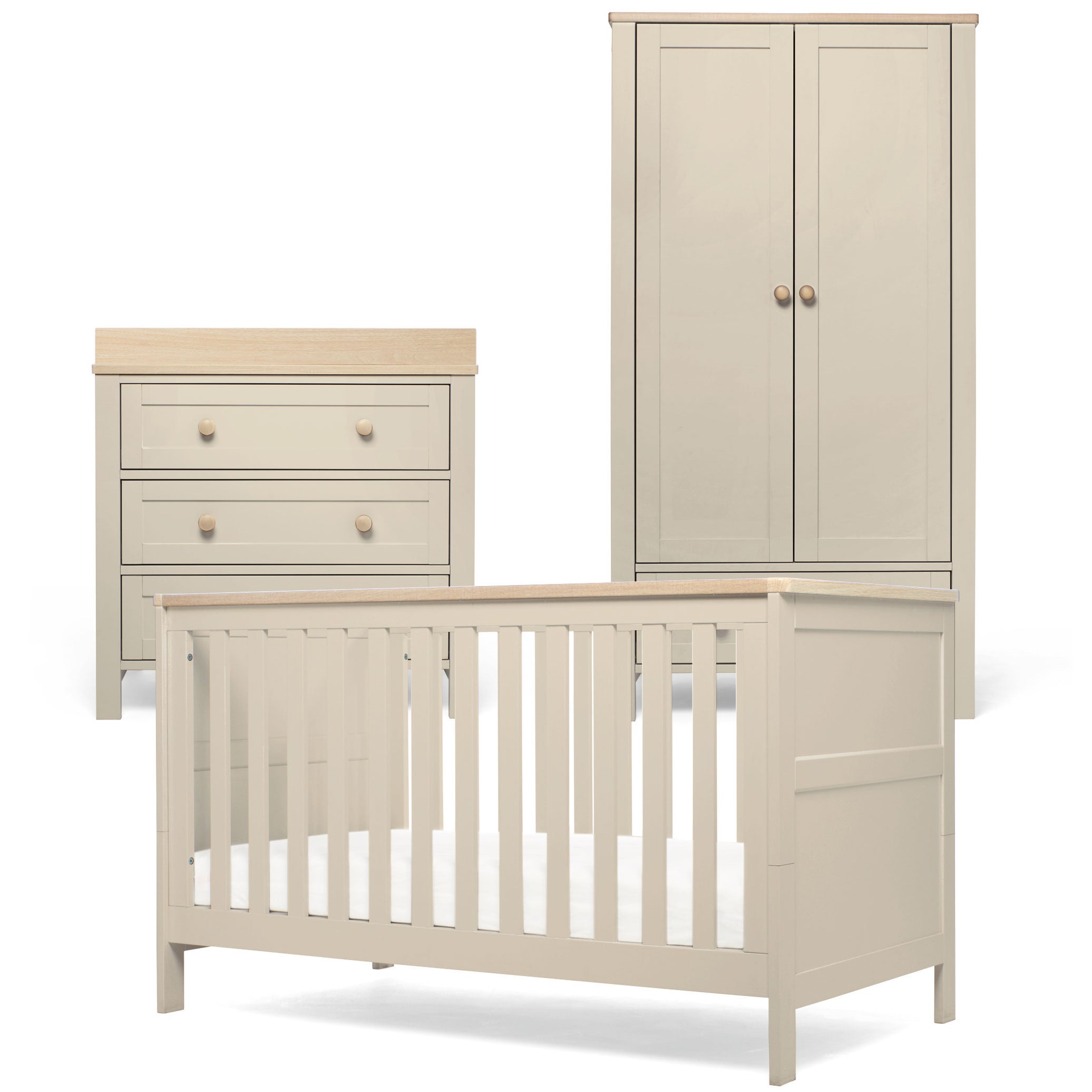 Mamas & Papas Wedmore 3 Piece Cotbed Range in Cashmere/Oak