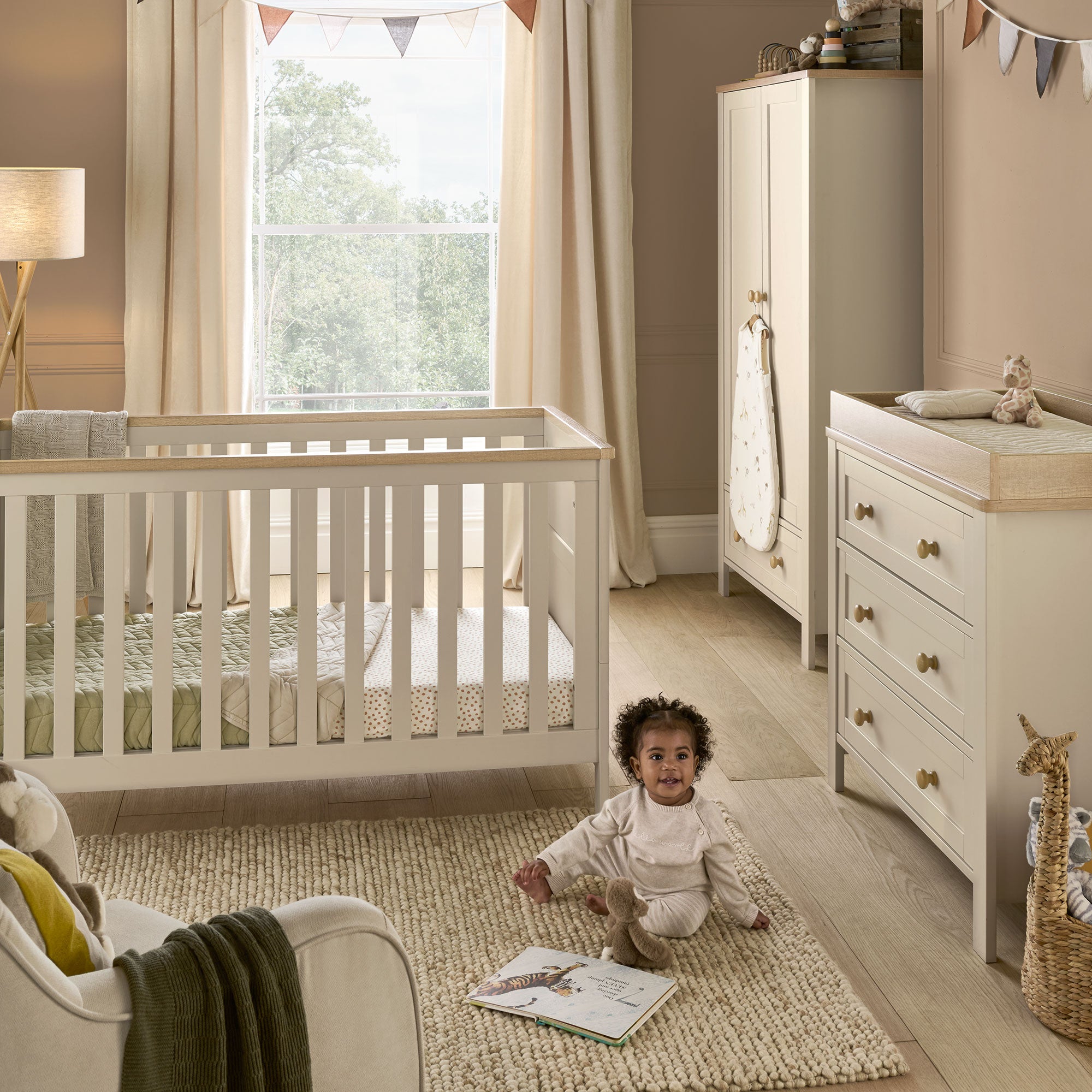 Mamas & Papas Wedmore 3 Piece Cotbed Range in Cashmere/Oak
