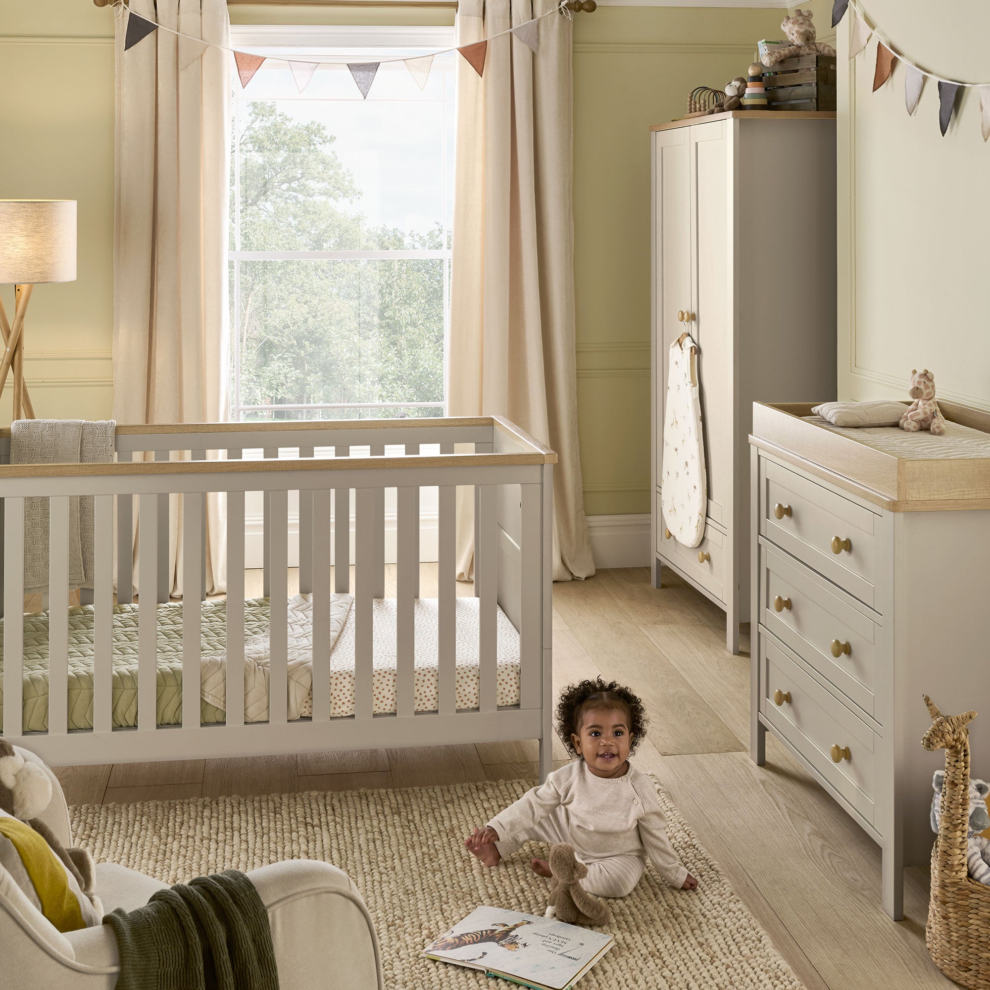 Mamas & Papas Wedmore 3 Piece Cotbed Range in Pebble/Natural