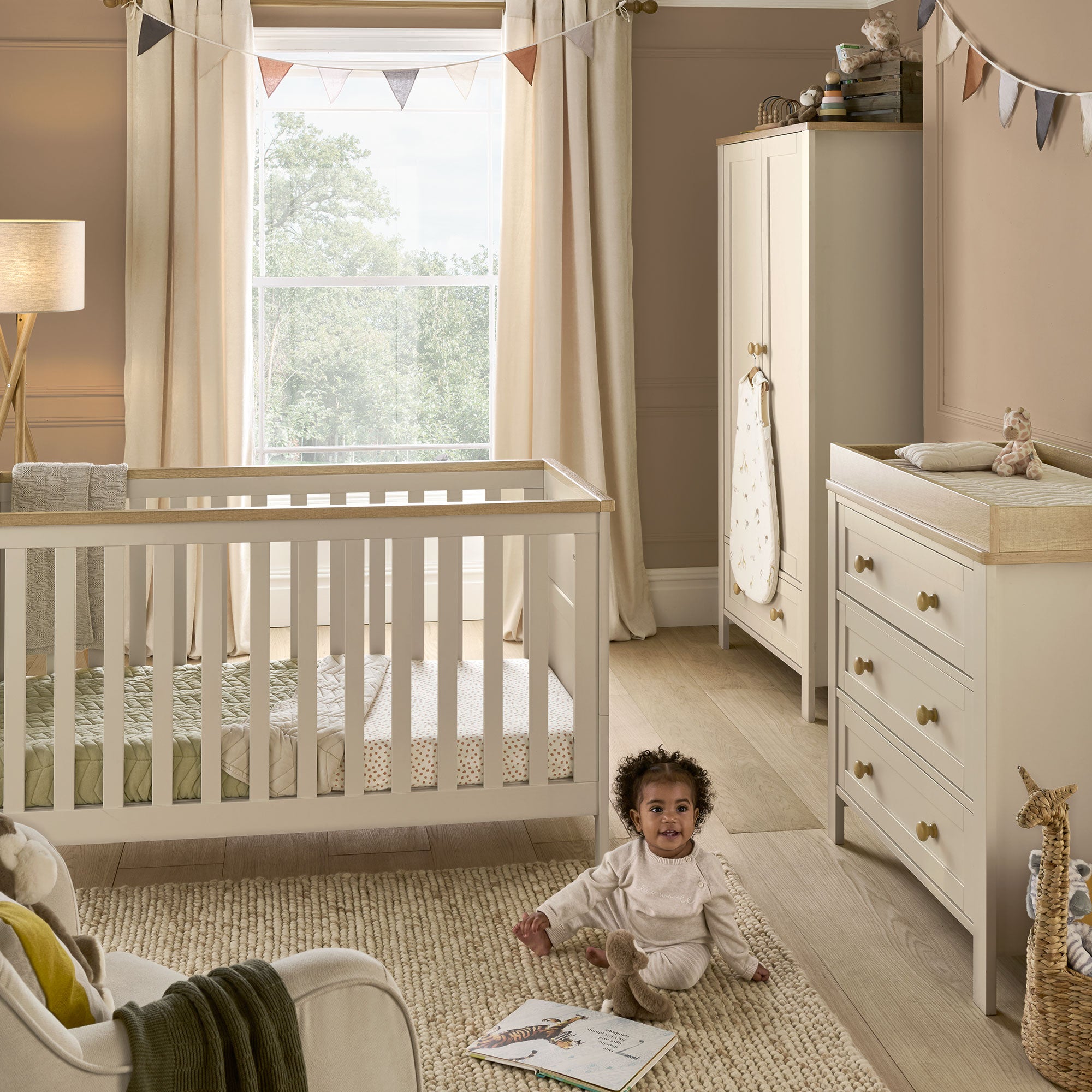 Mamas & Papas Wedmore 3 Piece Cotbed Range in Pebble/Natural
