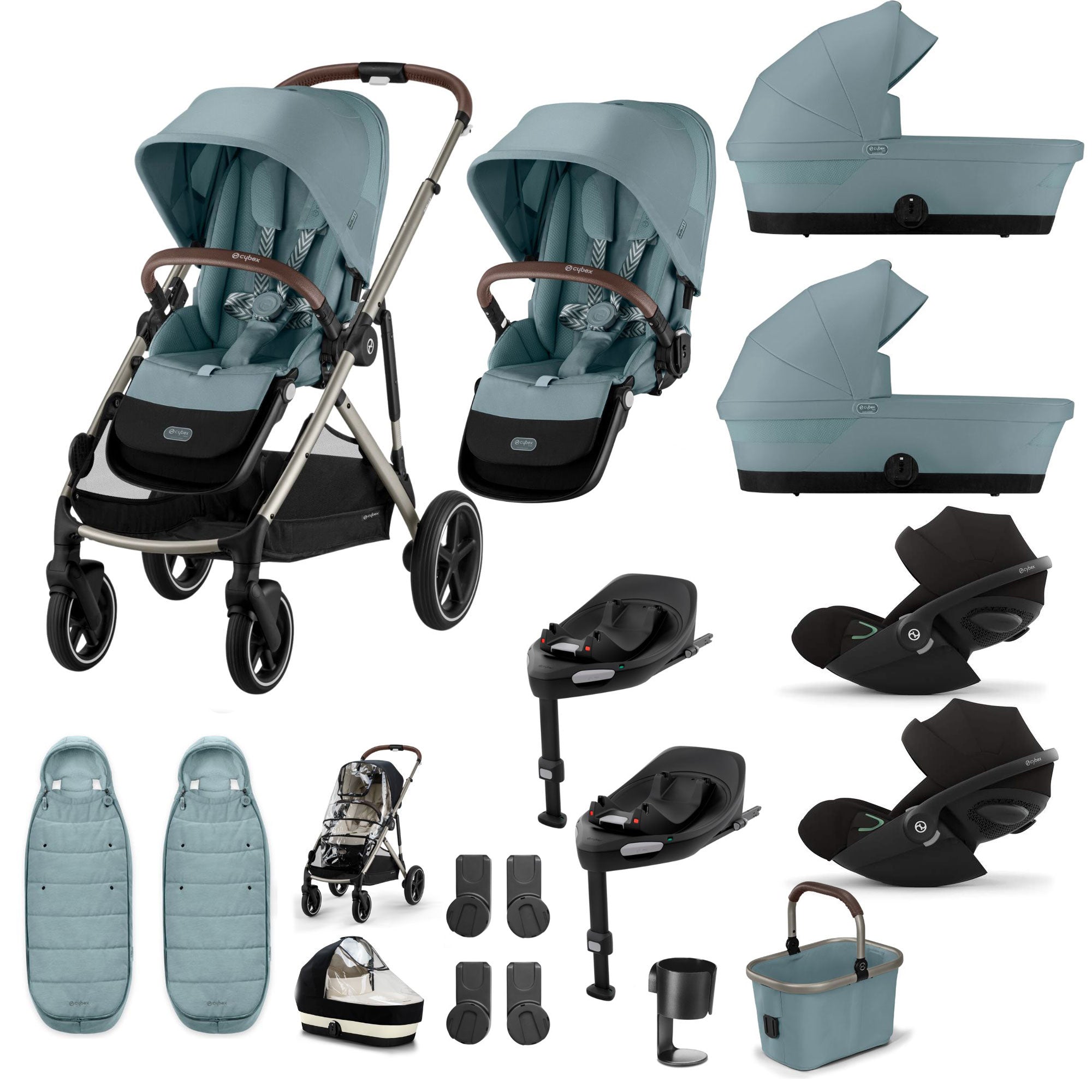 Cybex Gazelle S Twin Luxury Pushchair Bundle in Stormy Blue
