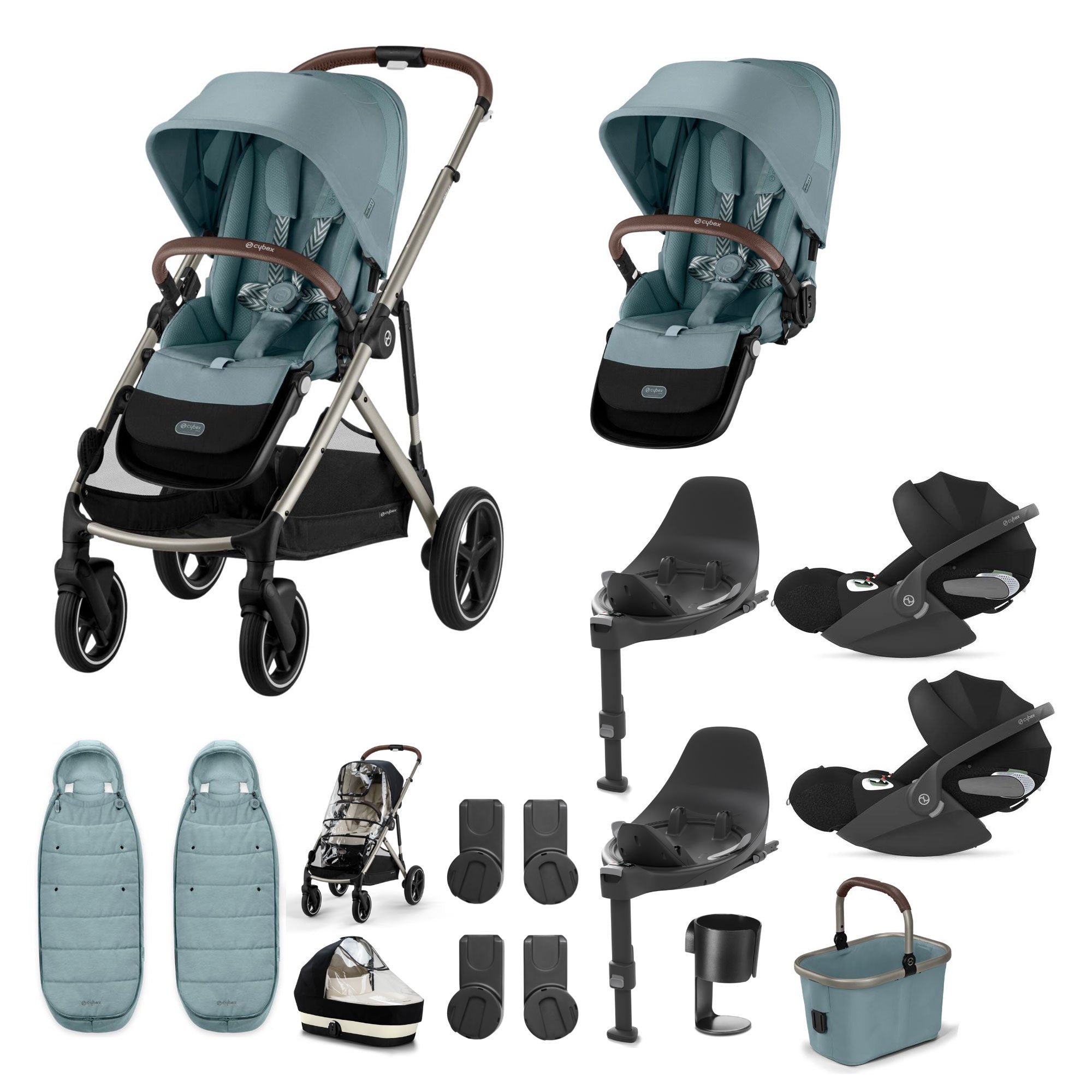 Cybex Gazelle S Twin Luxury Pushchair Bundle in Stormy Blue