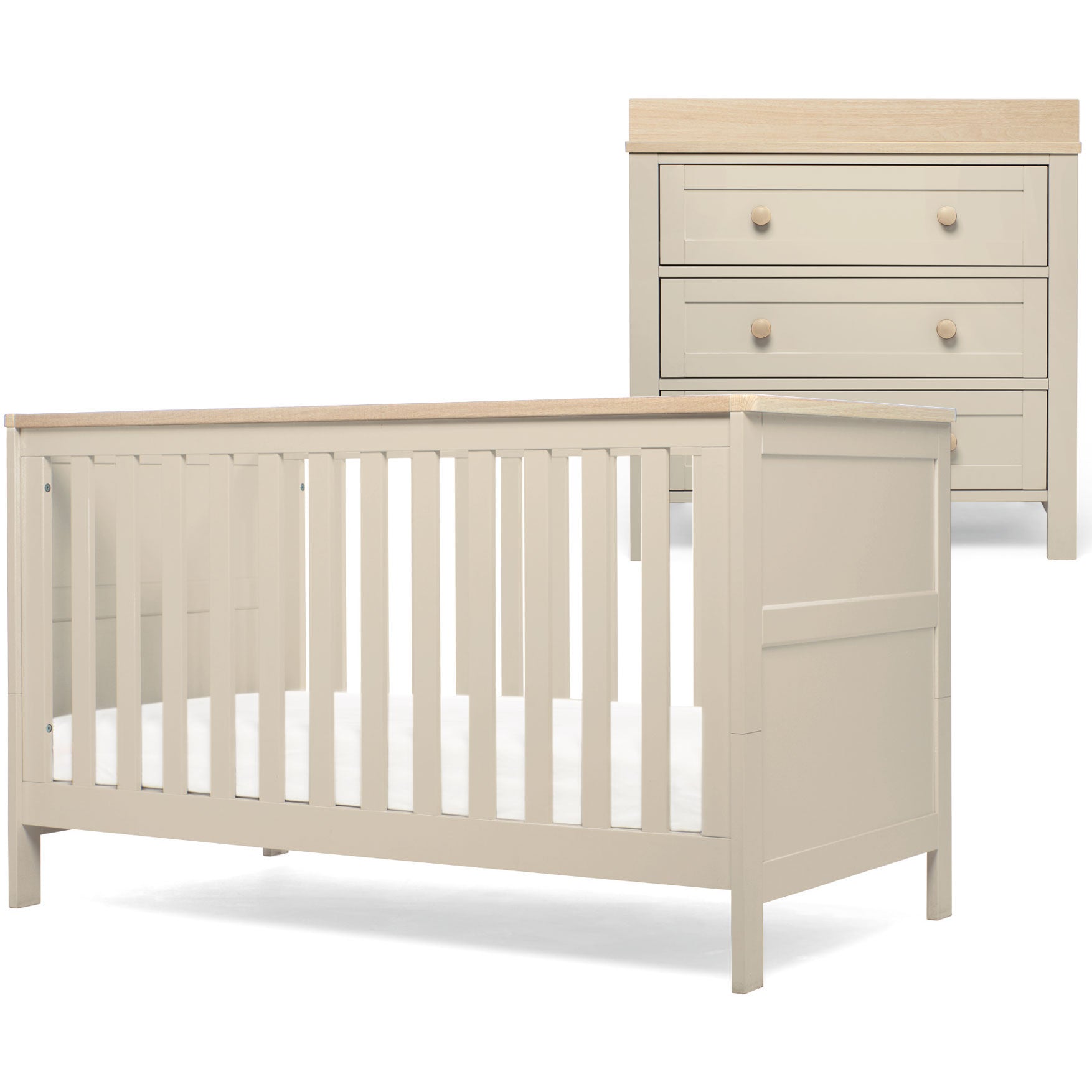 Mamas & Papas Wedmore 2 Piece Cotbed Set in Cashmere/Oak