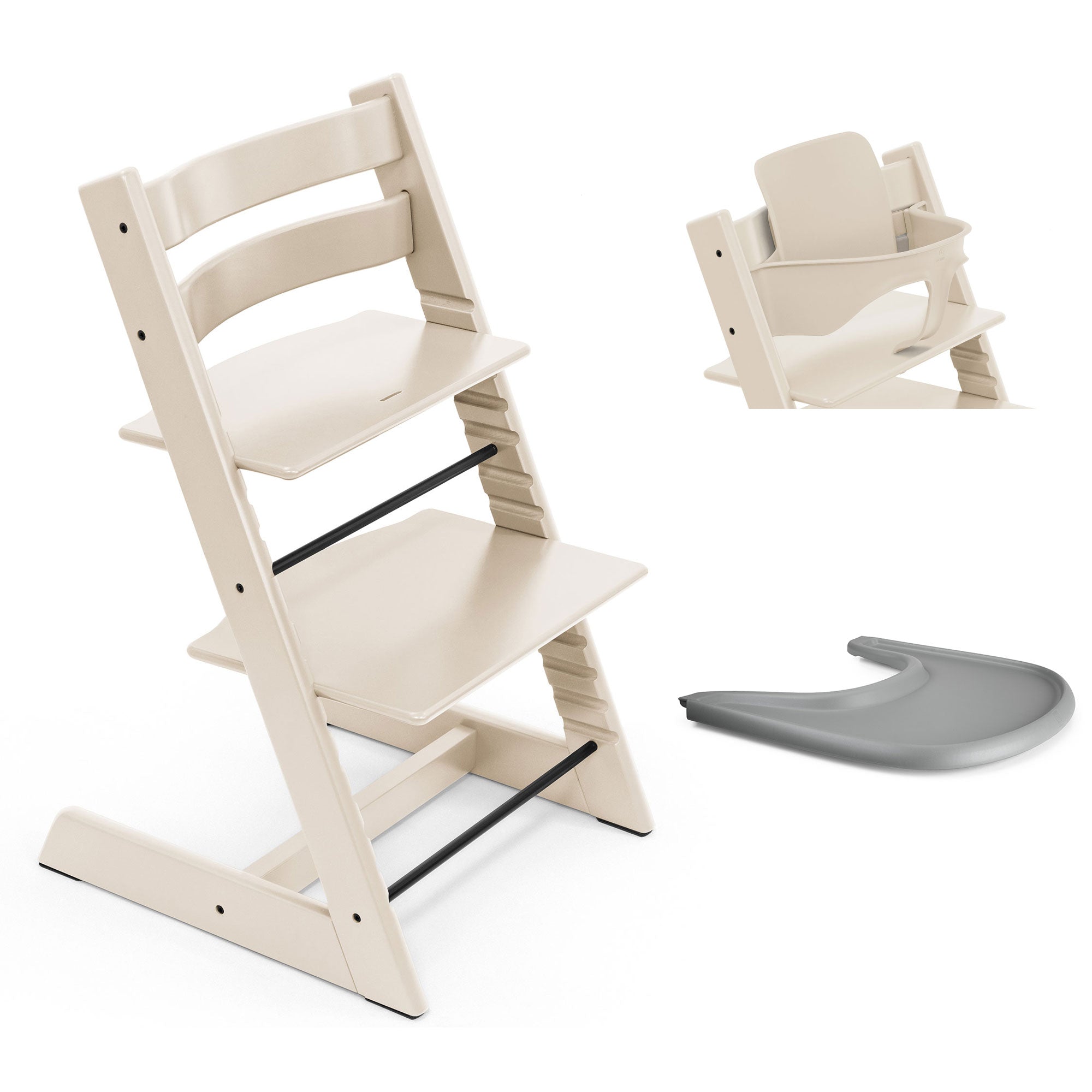 Stokke Trip Trapp Highchair and Baby Set & Tray in Vanilla White