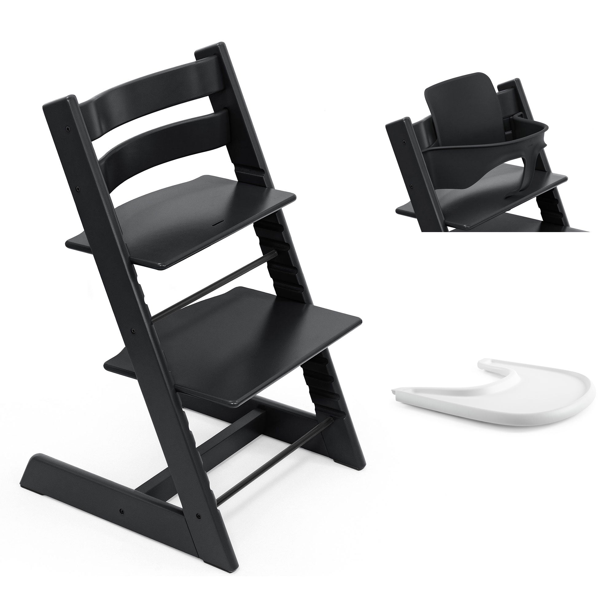 Stokke Tripp Trapp Highchair and Baby Set & Tray in Black