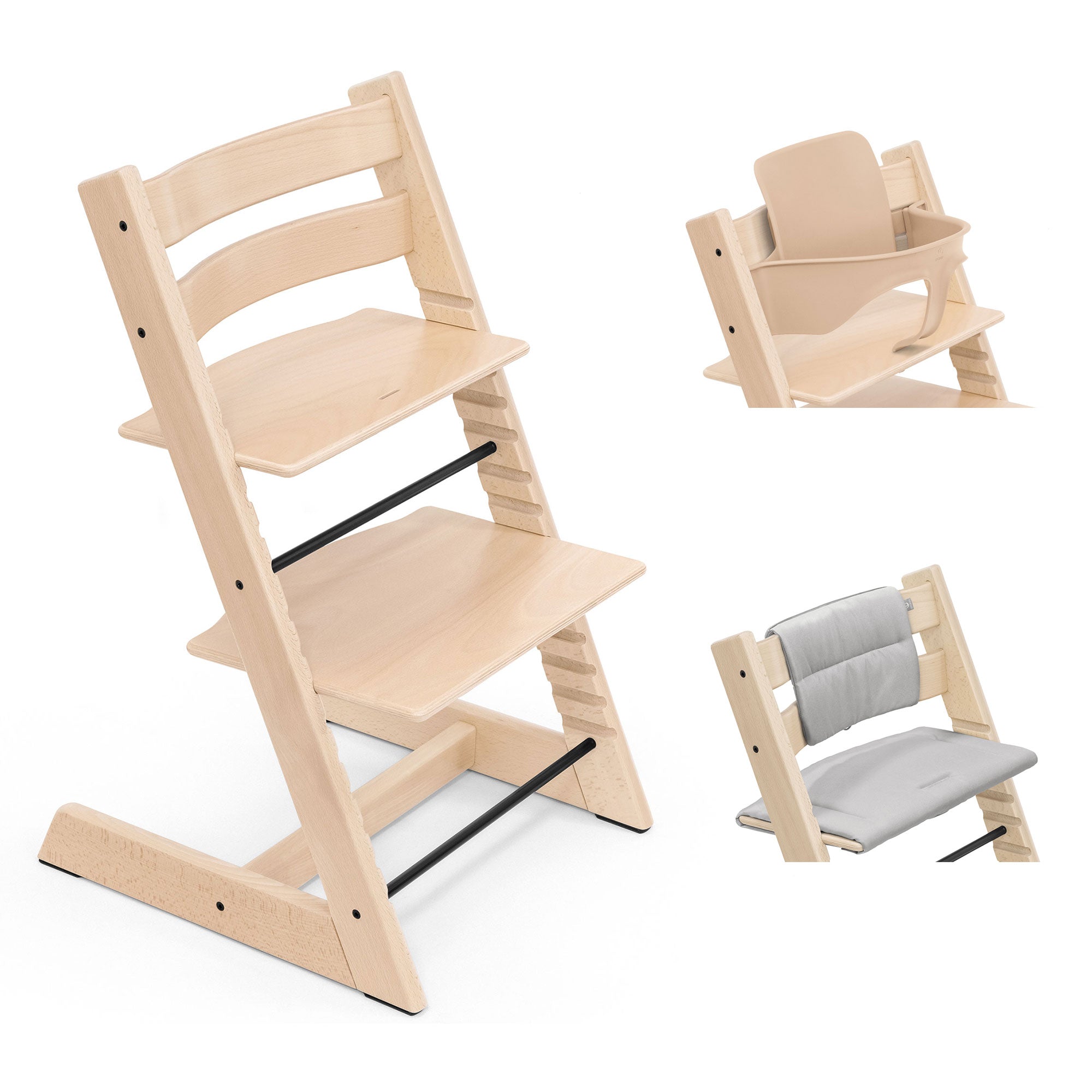 Stokke Trip Trapp Highchair with Cushion & Baby Set in Natural
