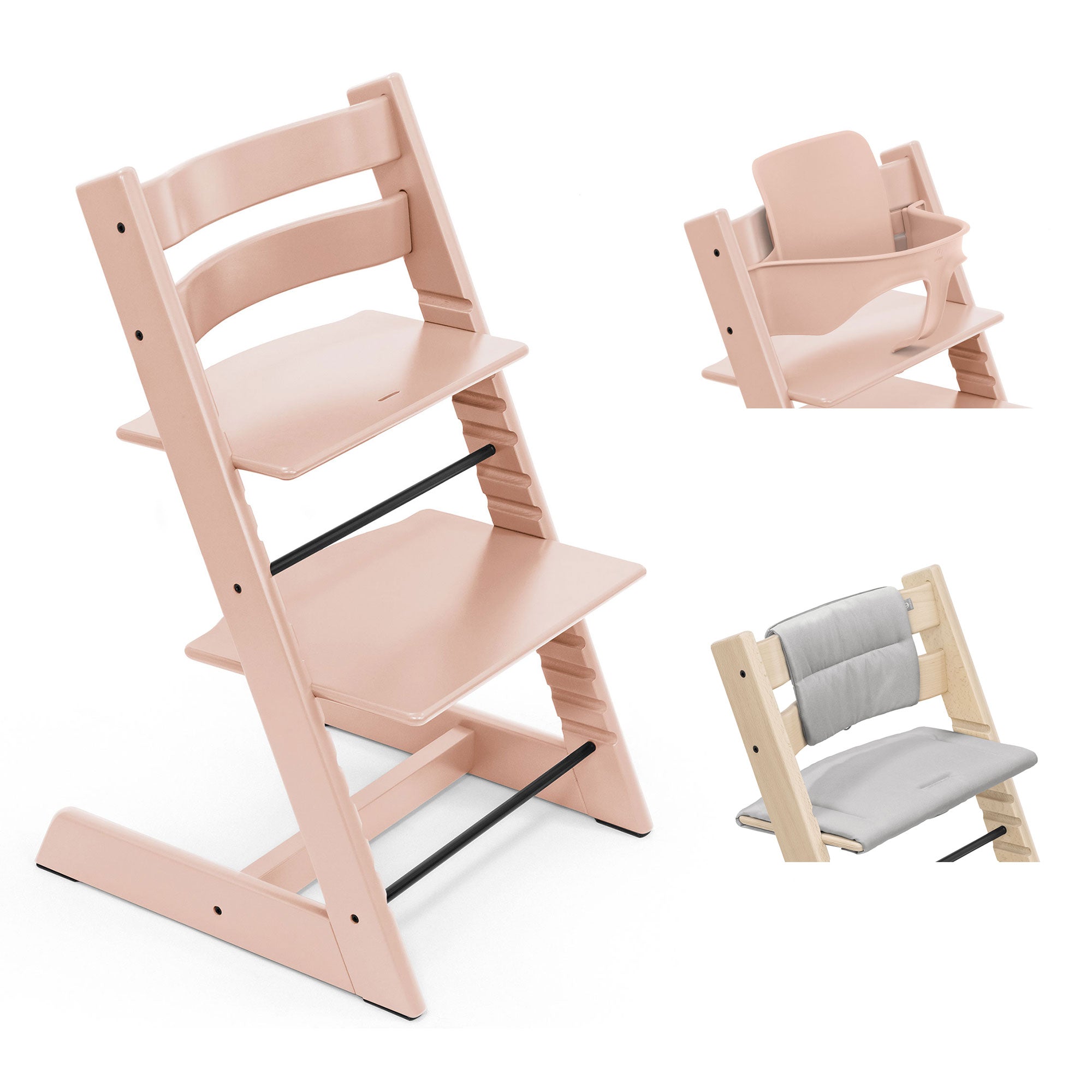 Stokke Tripp Trapp Highchair with Cushion & Baby Set in Serene Pink