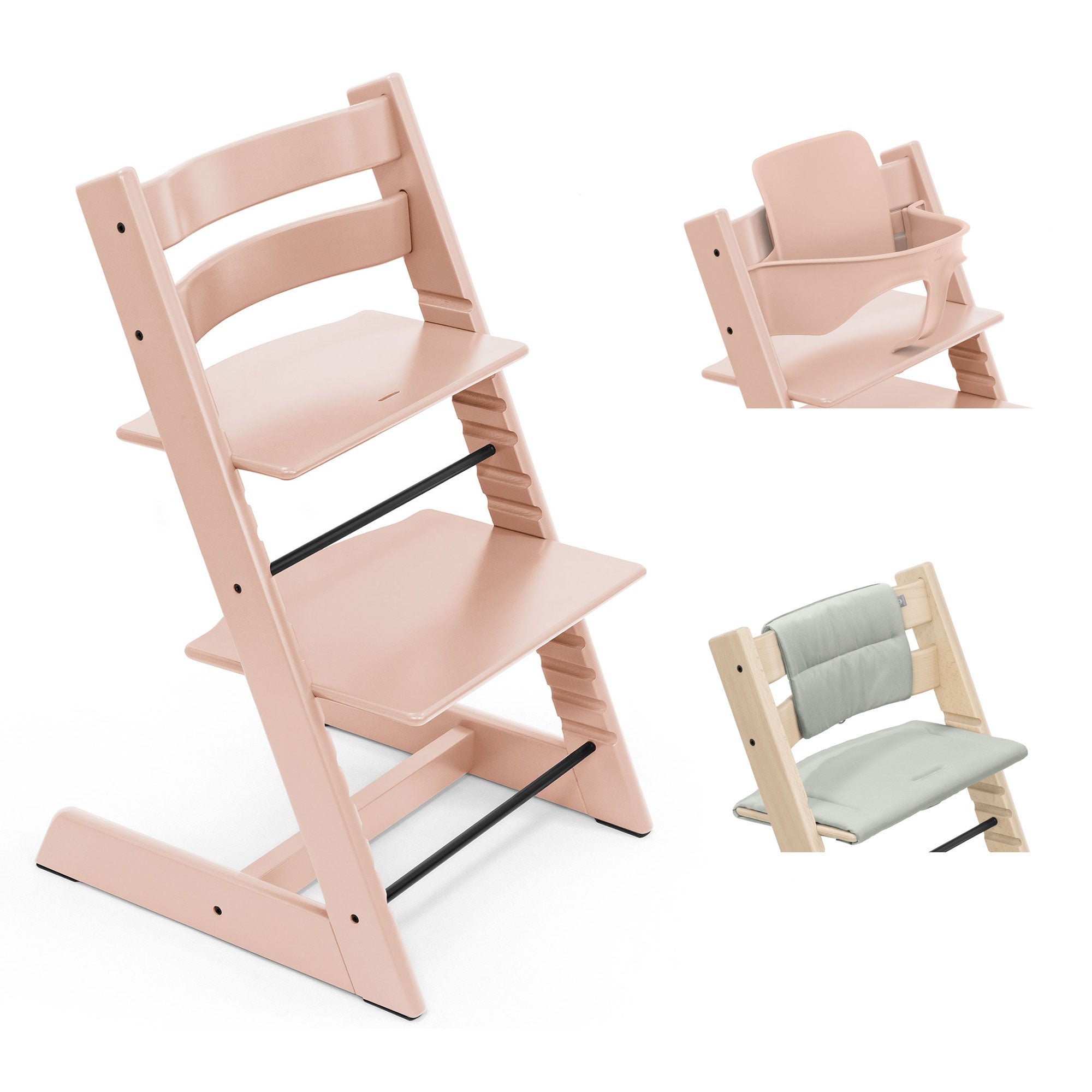 Stokke Tripp Trapp Highchair with Cushion & Baby Set in Serene Pink