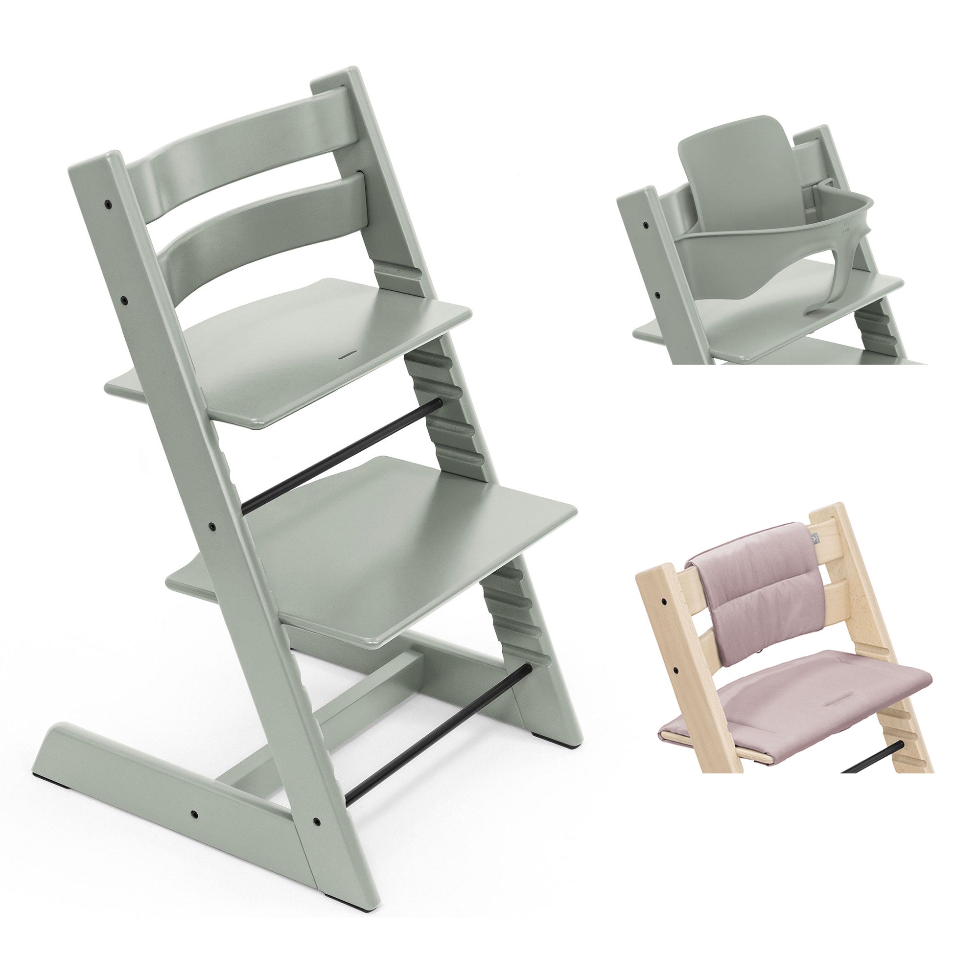 Stokke Tripp Trapp Highchair with Cushion & Baby Set in Glacier Green