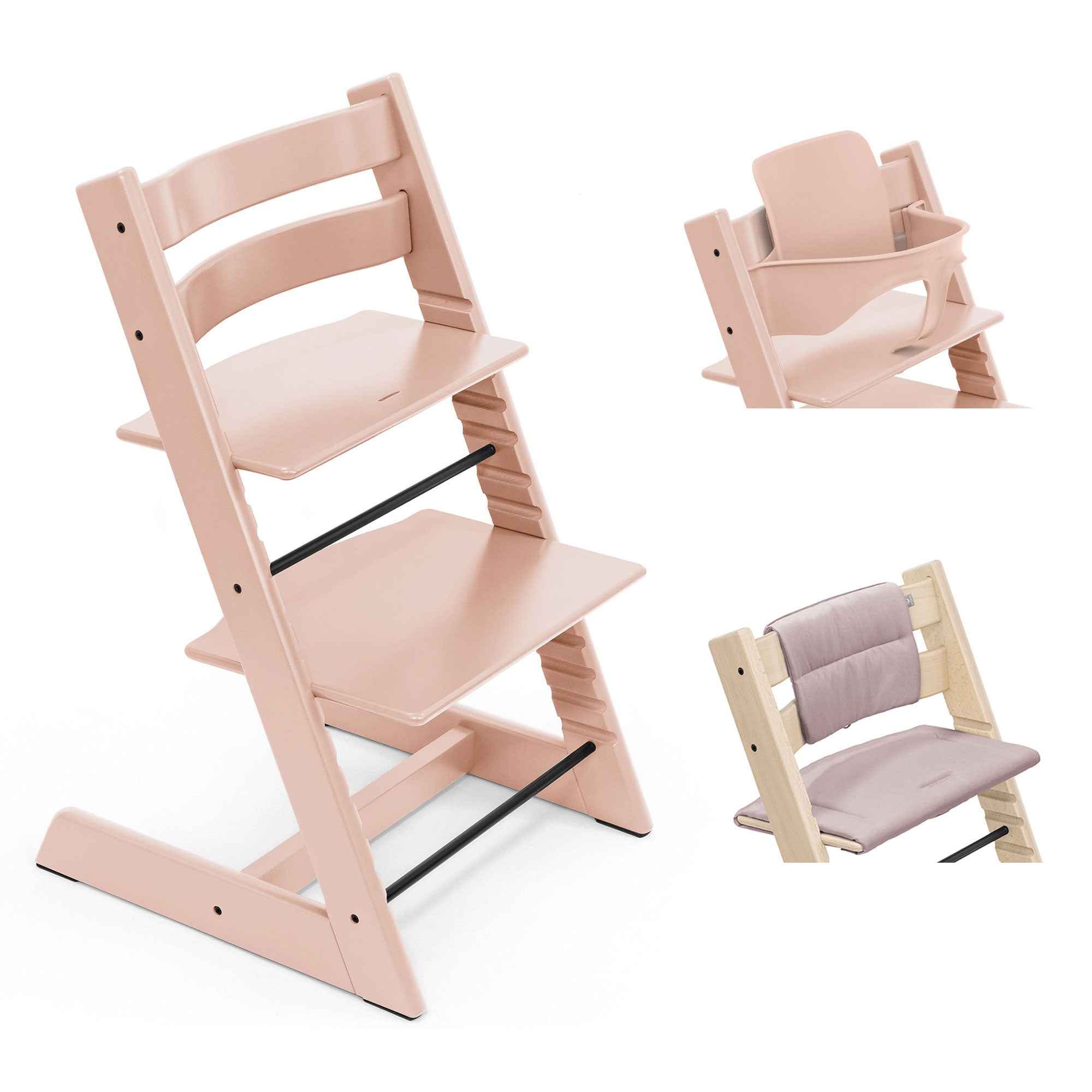 Stokke Tripp Trapp Highchair with Cushion & Baby Set in Serene Pink