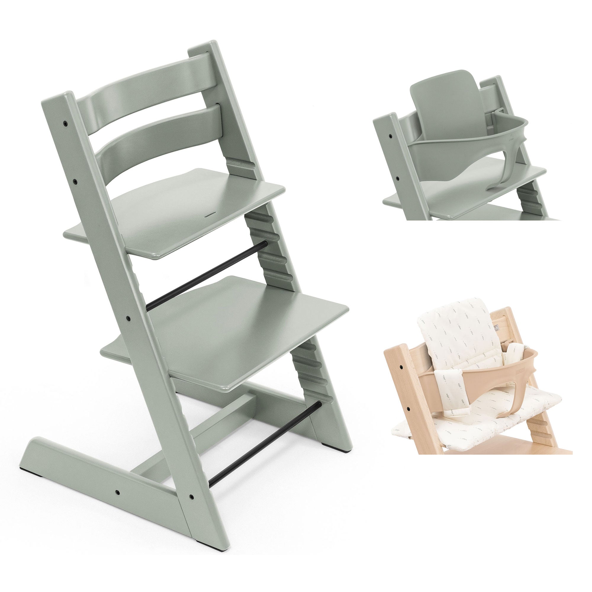 Stokke Tripp Trapp Highchair with Cushion & Baby Set in Glacier Green