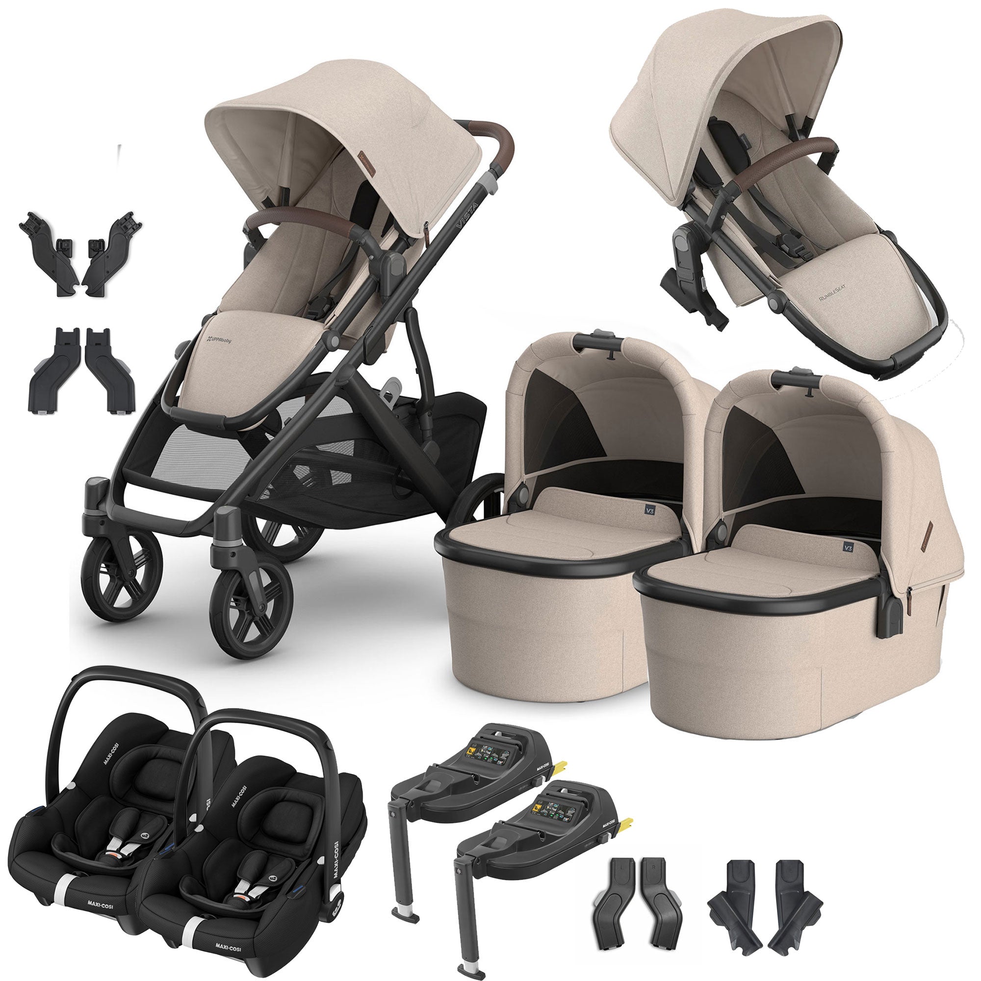 Uppababy Vista V3 Twin Maxi-Cosi Travel System in Ada