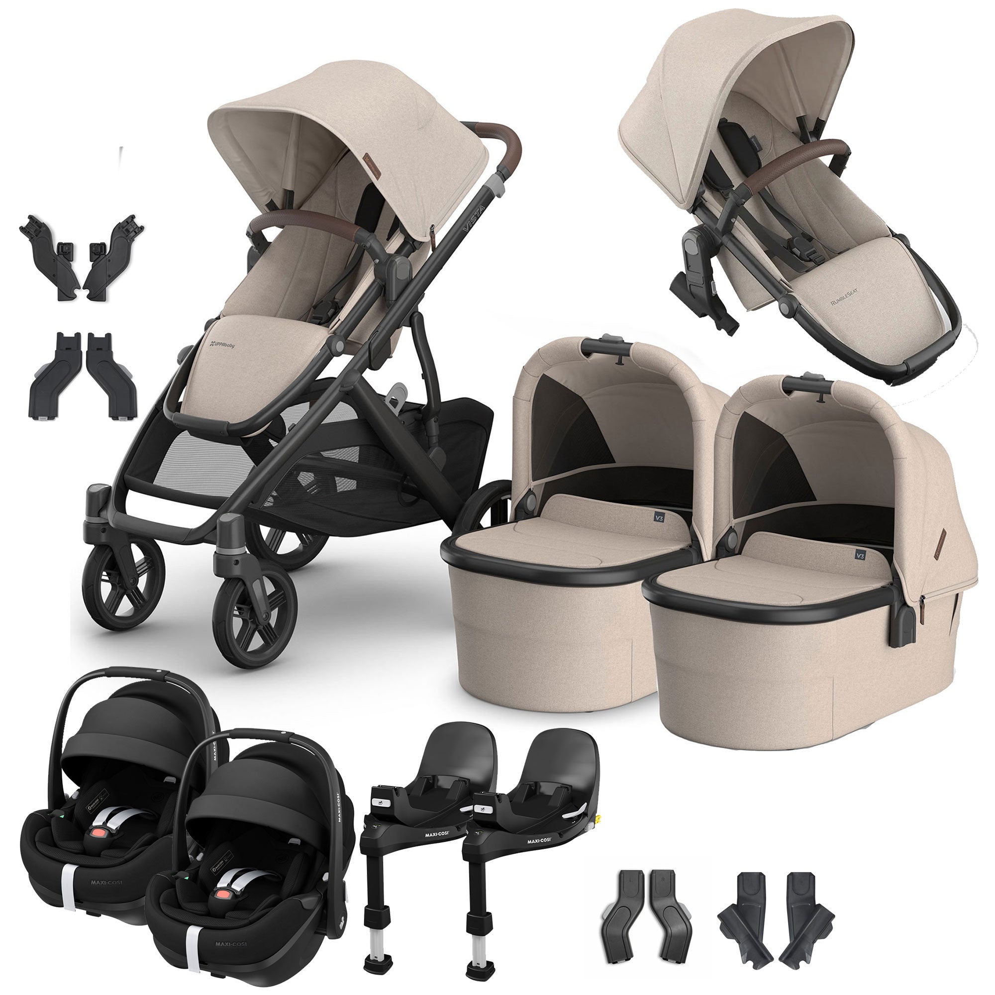 Uppababy Vista V3 Twin Maxi-Cosi Travel System in Ada