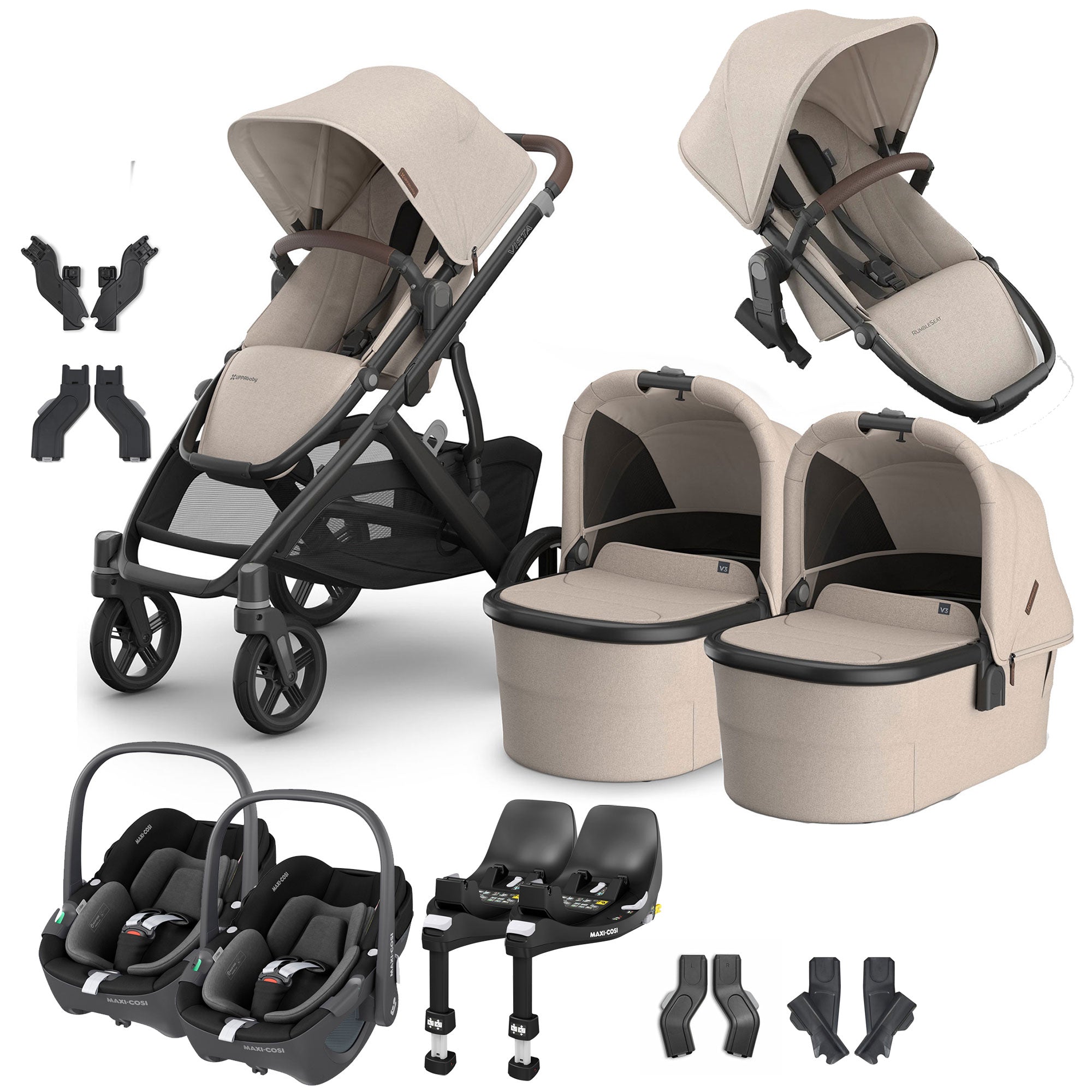 Uppababy Vista V3 Twin Maxi-Cosi Travel System in Ada