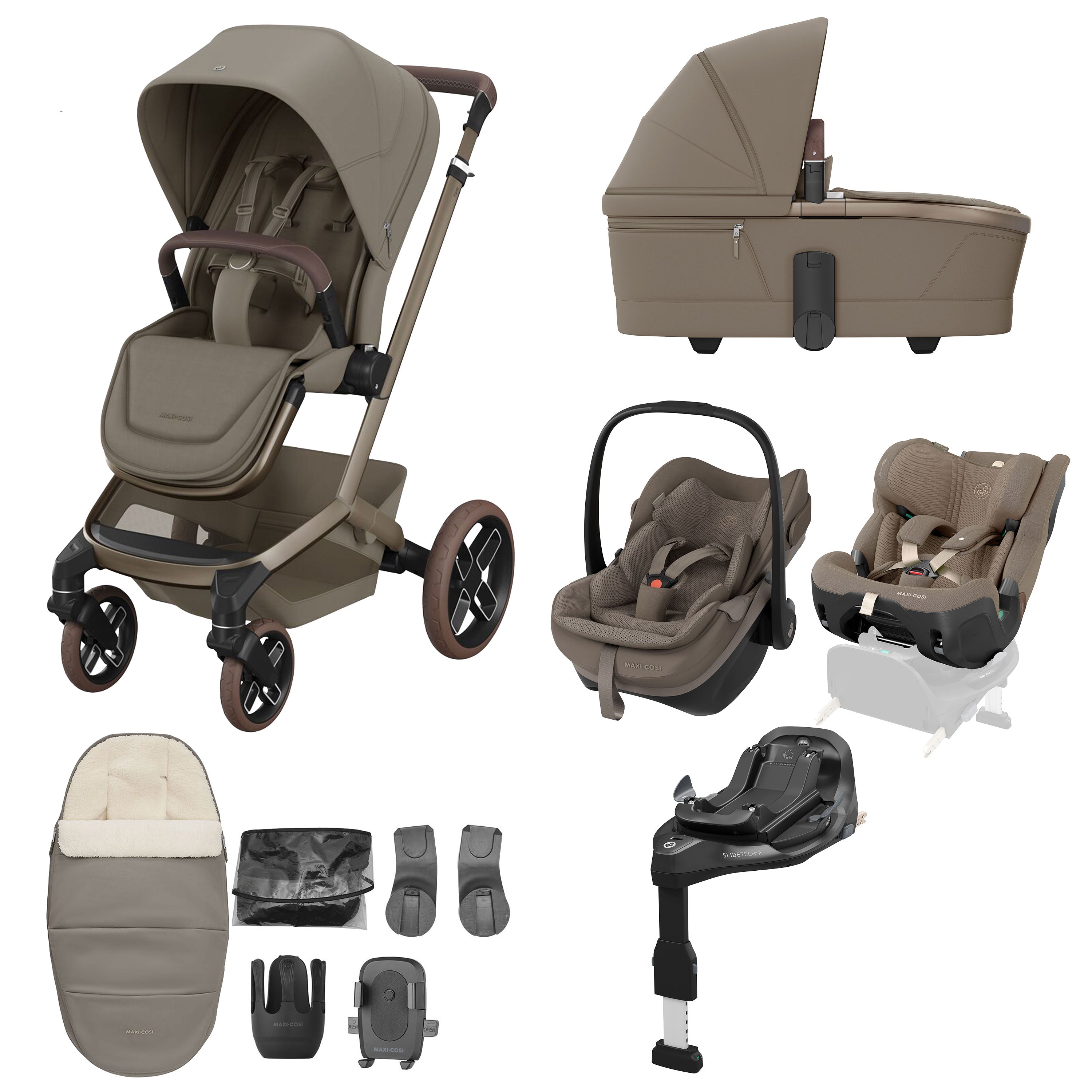 Maxi-Cosi Fame 10 Piece Premium Family XL Bundle in Oak Truffle