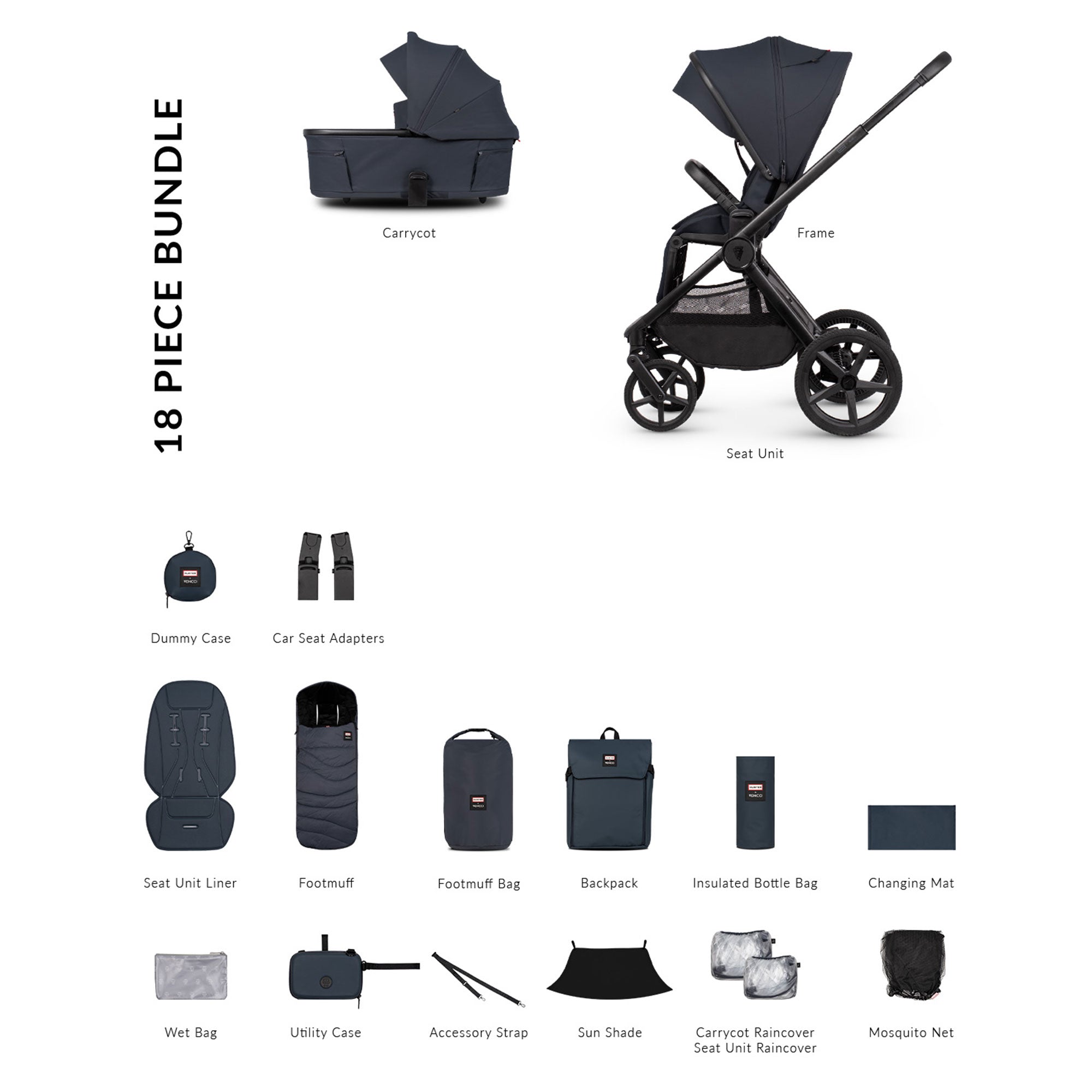 Venicci Tinum Upline 3 Hunter Essential Bundle in Navy