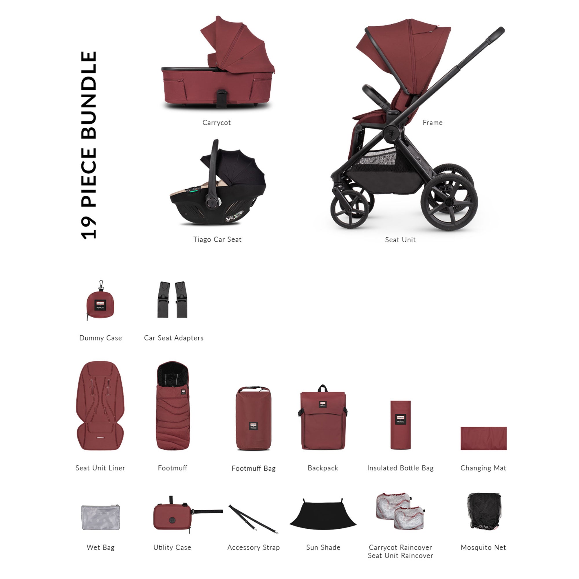 Venicci Tinum Upline 3 Hunter Comfort Bundle in Red