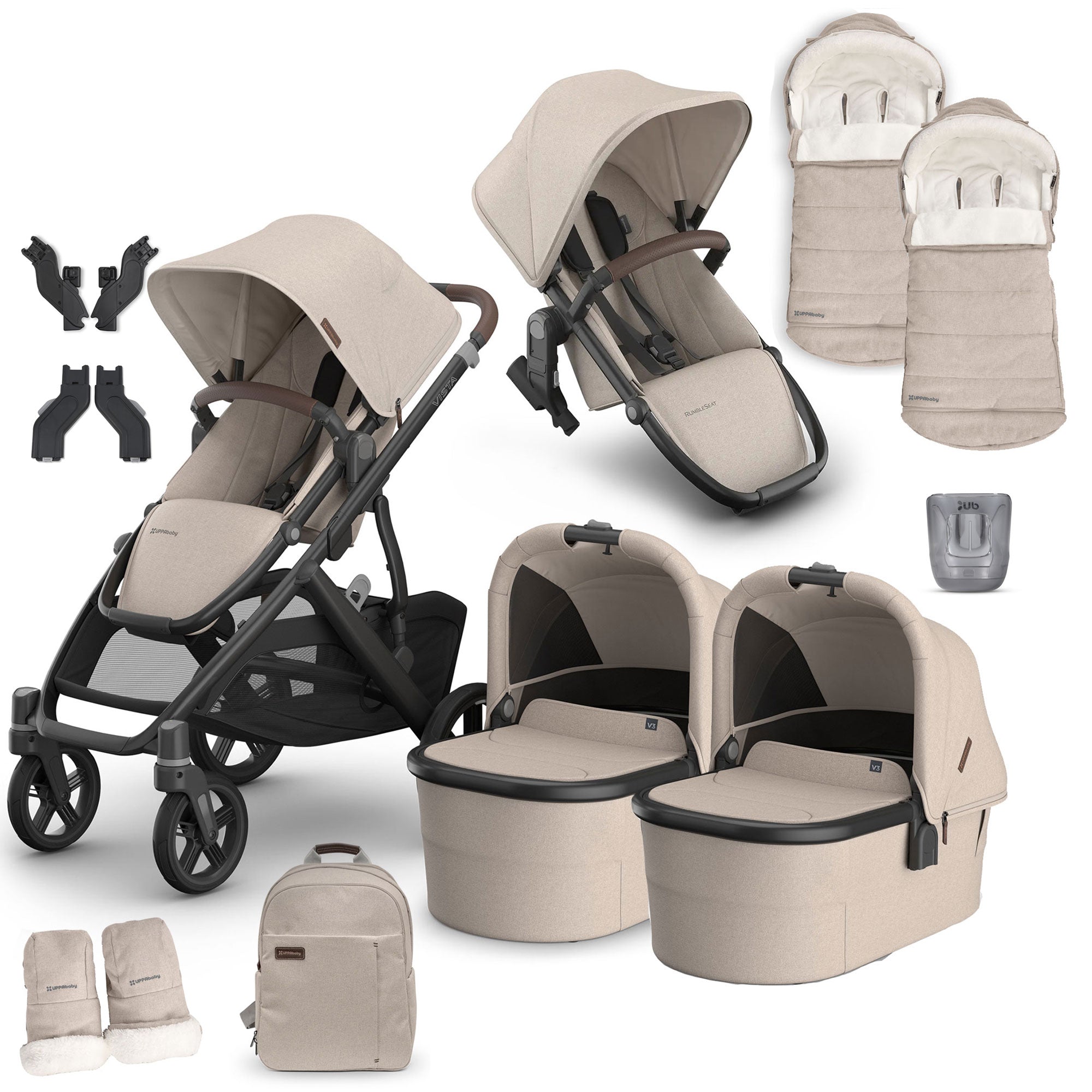 Uppababy Vista V3 Twin Complete Bundle in Ada