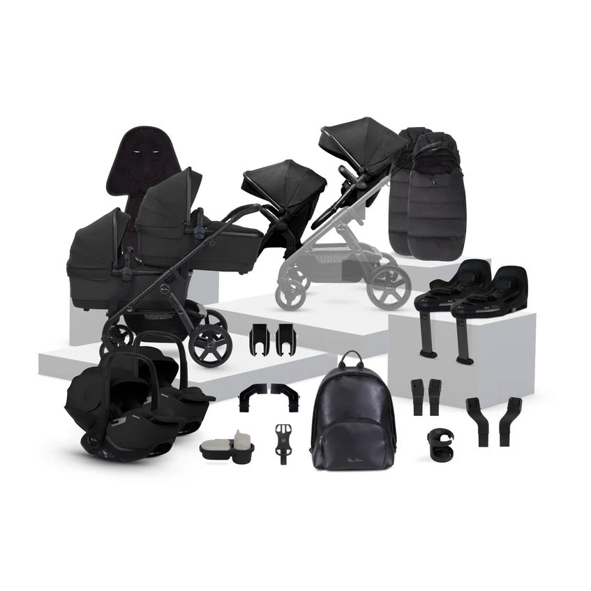 Silver Cross Wave 3 Twin Travel System in Onyx