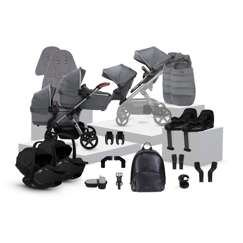 Silver Cross Wave 3 Twin Travel System in Lunar