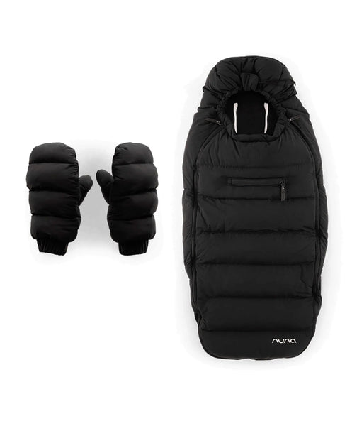 Nuna Winter Stroller Footmuff Set w Gloves Bag in Caviar