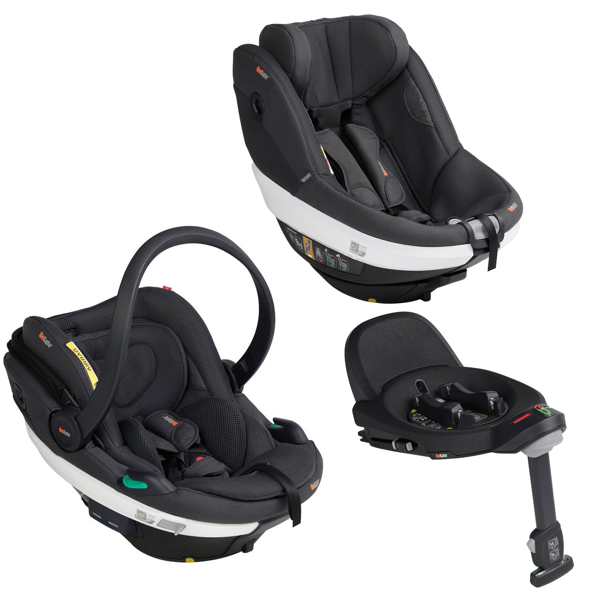 BeSafe Beyond Complete Bundle in Anthracite Mesh Swivel Car Seats