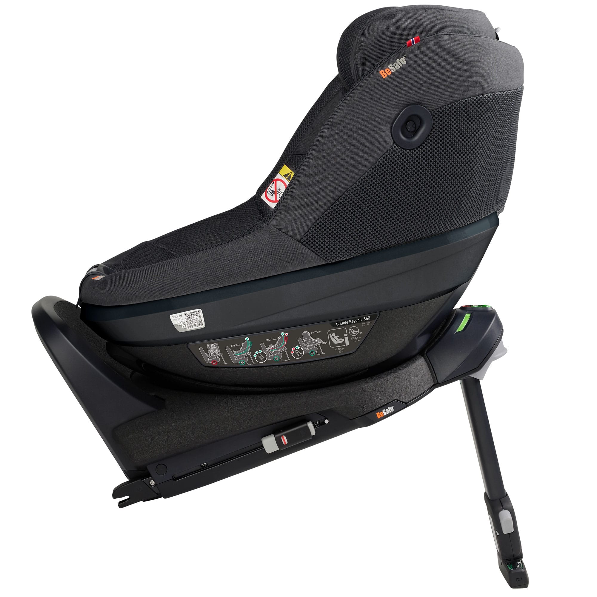 BeSafe Beyond 2 360 Car Seat & Base in Anthracite Mesh Toddler Car Seats