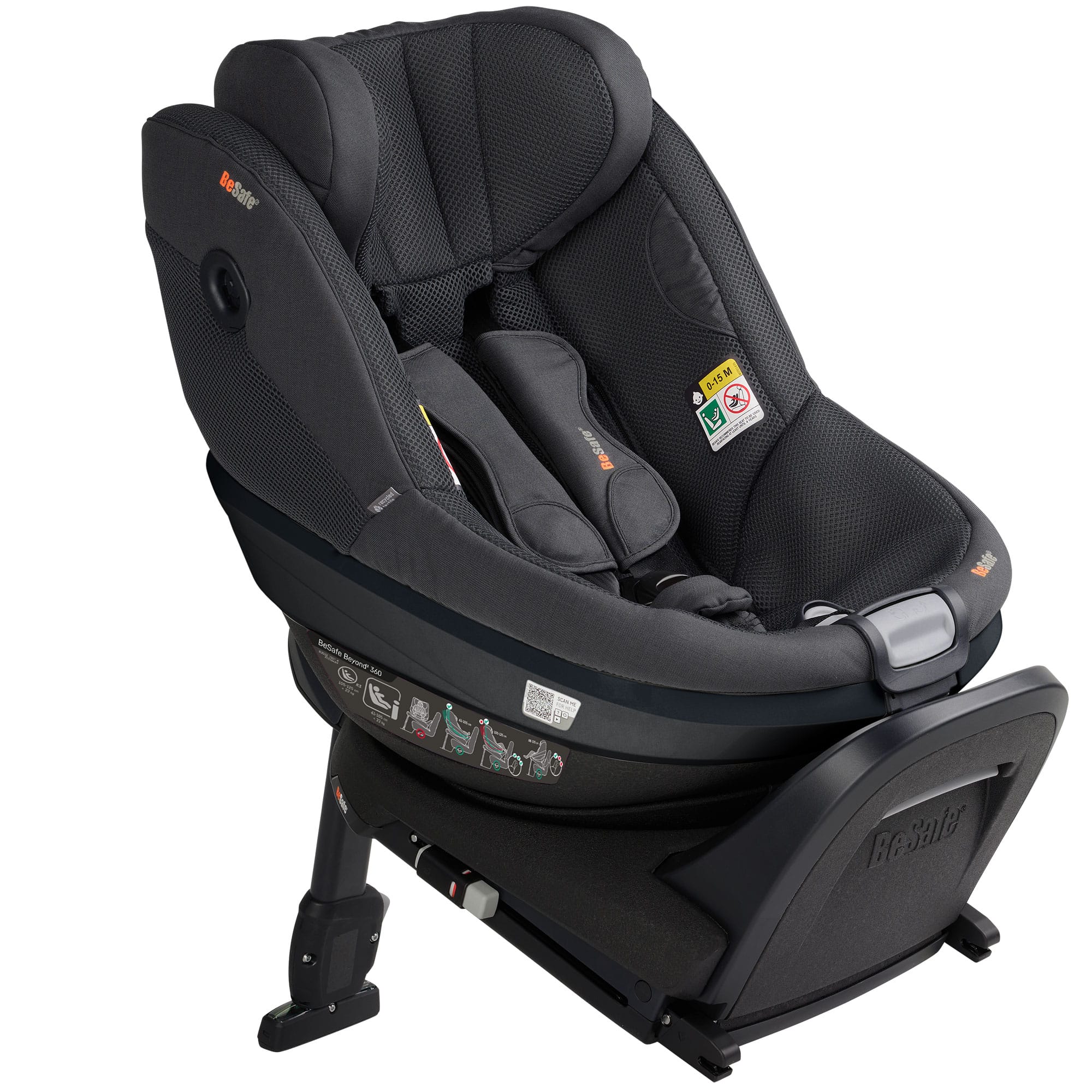 BeSafe Beyond 2 360 Car Seat & Base in Anthracite Mesh Toddler Car Seats