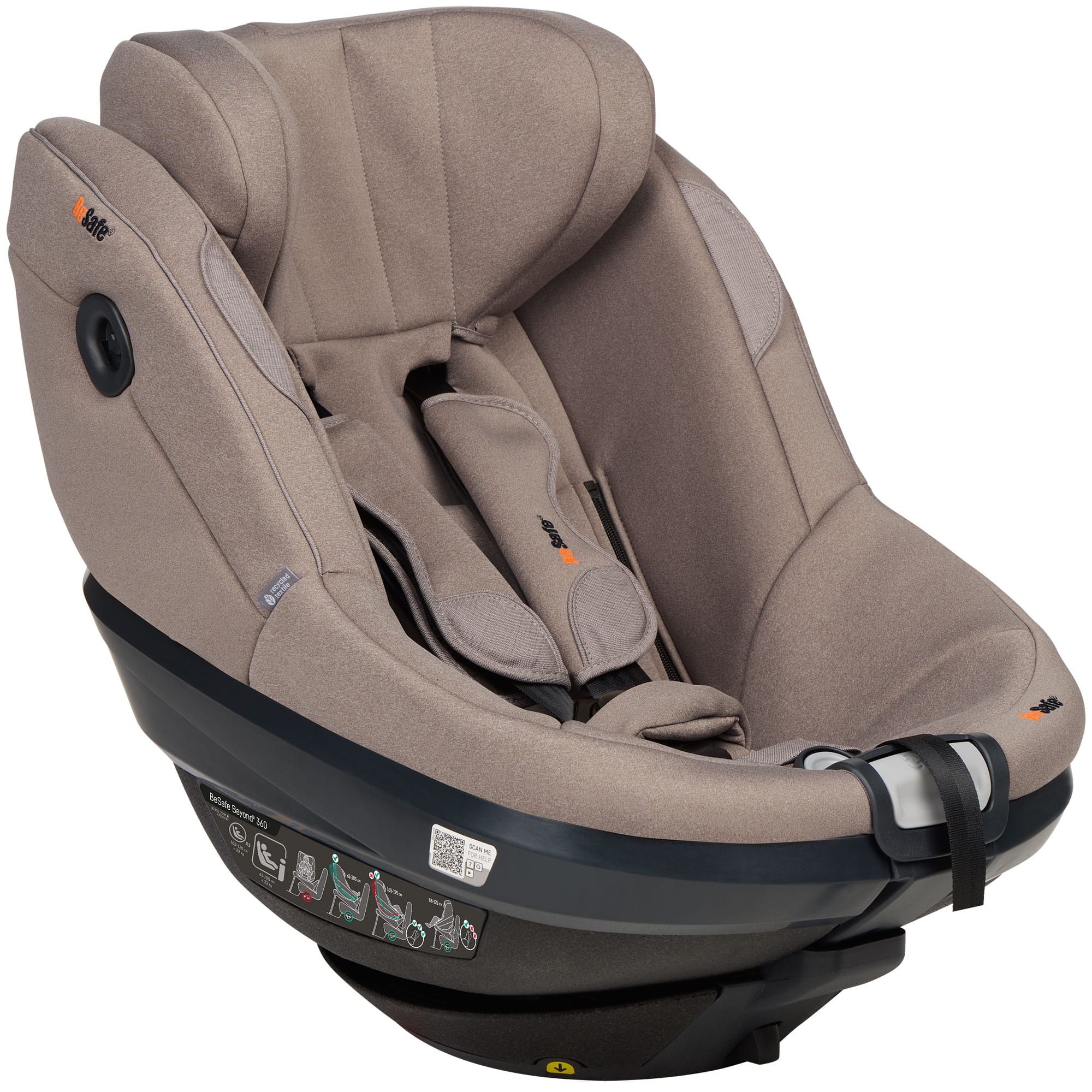 BeSafe Beyond 2 360 Car Seat & Base in Dark Sand Soft Breeze Toddler Car Seats 11045369-DaSandSoBr-Std 7072754026721