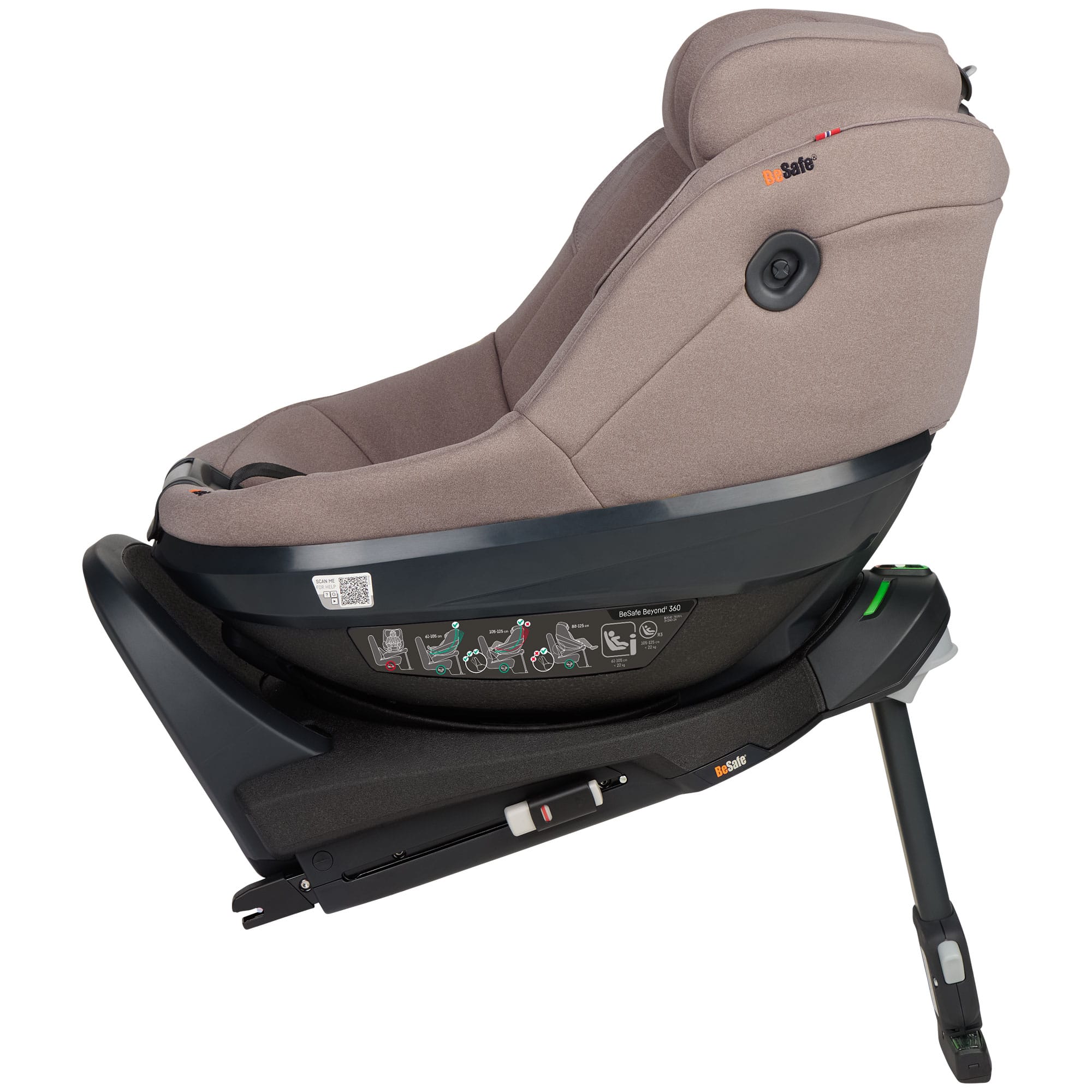 BeSafe Beyond 2 360 Car Seat & Base in Dark Sand Soft Breeze Toddler Car Seats
