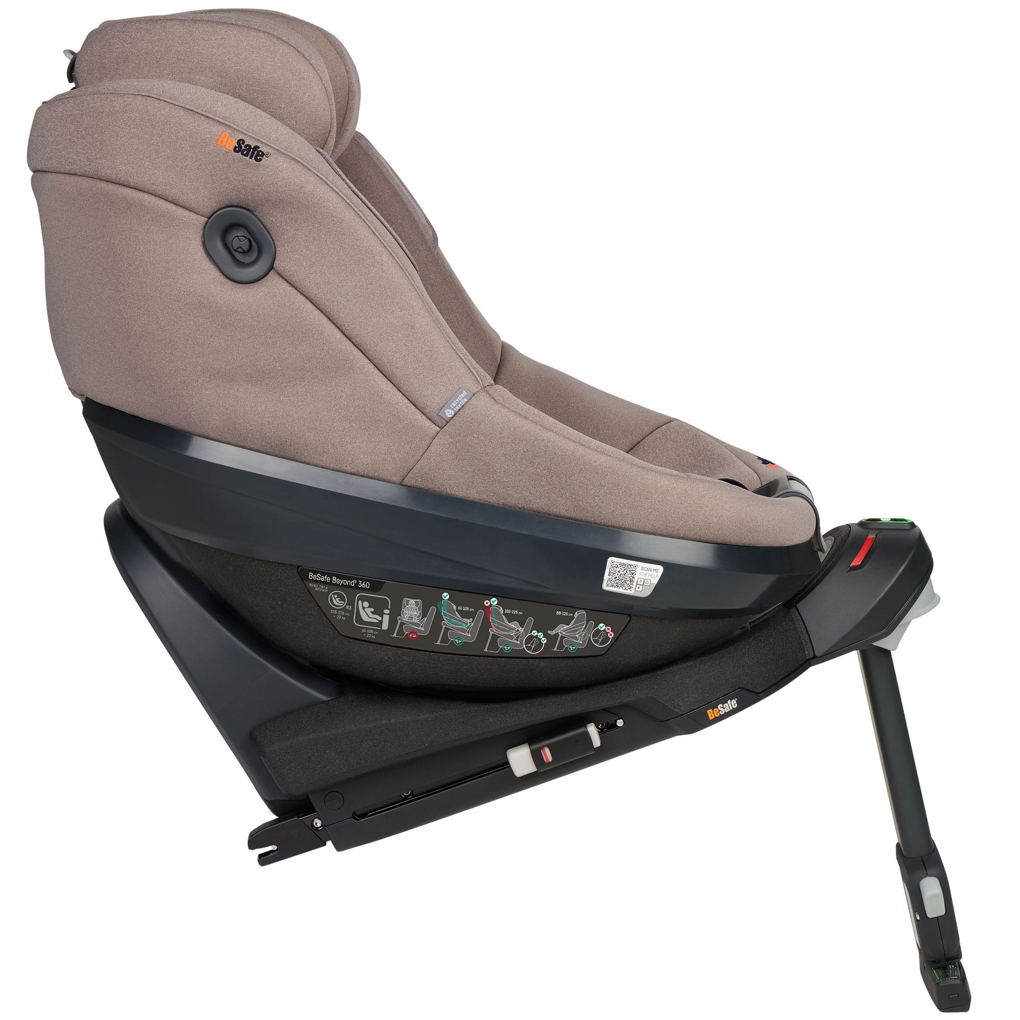 BeSafe Beyond 2 360 Car Seat & Base in Dark Sand Soft Breeze Toddler Car Seats