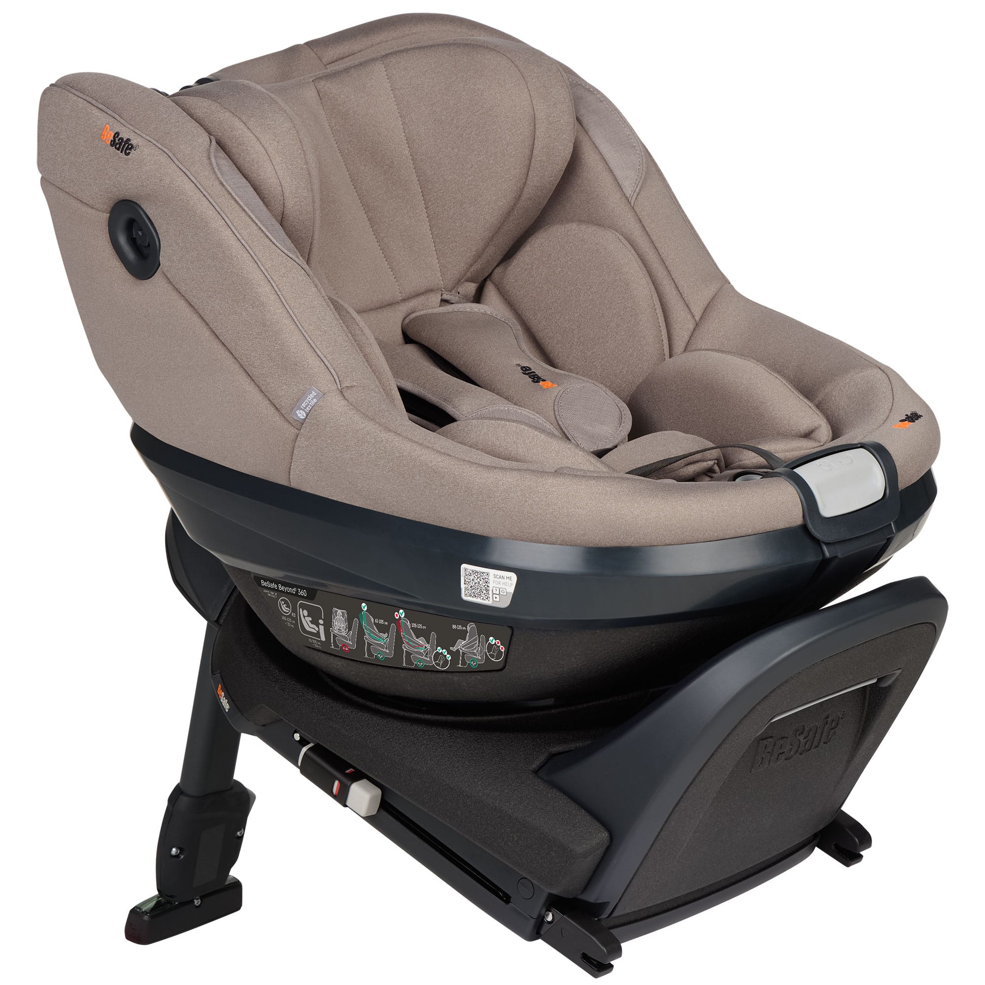 BeSafe Beyond 2 360 Car Seat & Base in Dark Sand Soft Breeze Toddler Car Seats